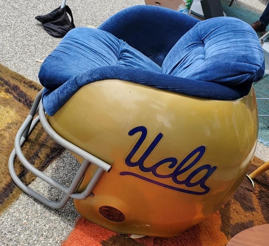 20th Century 1980s Official UCLA Bruins Football Helmet Club Chair with Facemask Footrest For Sale