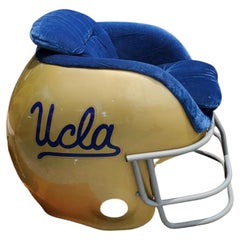 Vintage 1980s Official UCLA Bruins Football Helmet Club Chair with Facemask Footrest