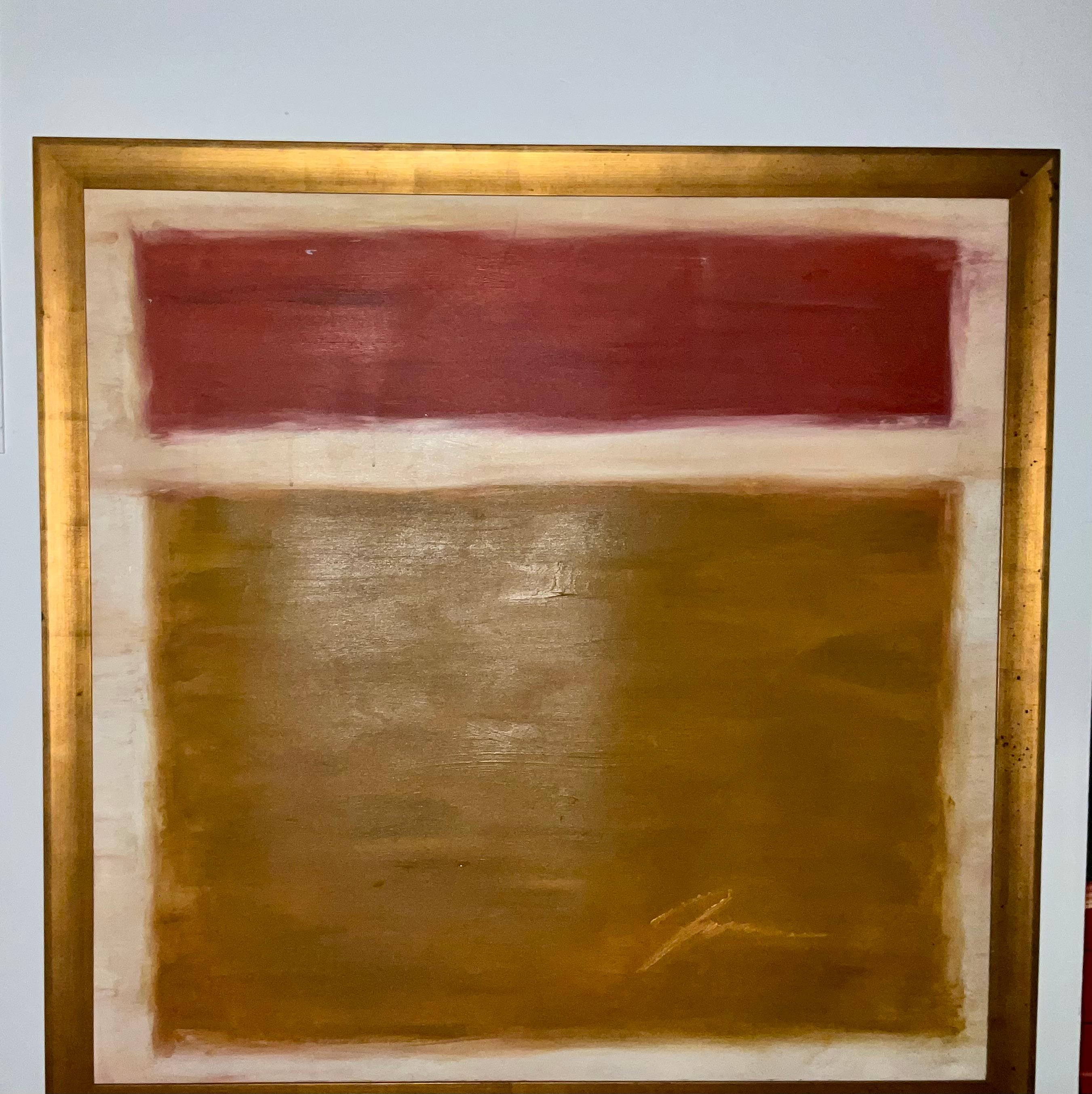 Olio su tela astratto degli anni '80 con cornice in foglia d'oro, alla maniera di Rothko in vendita 2