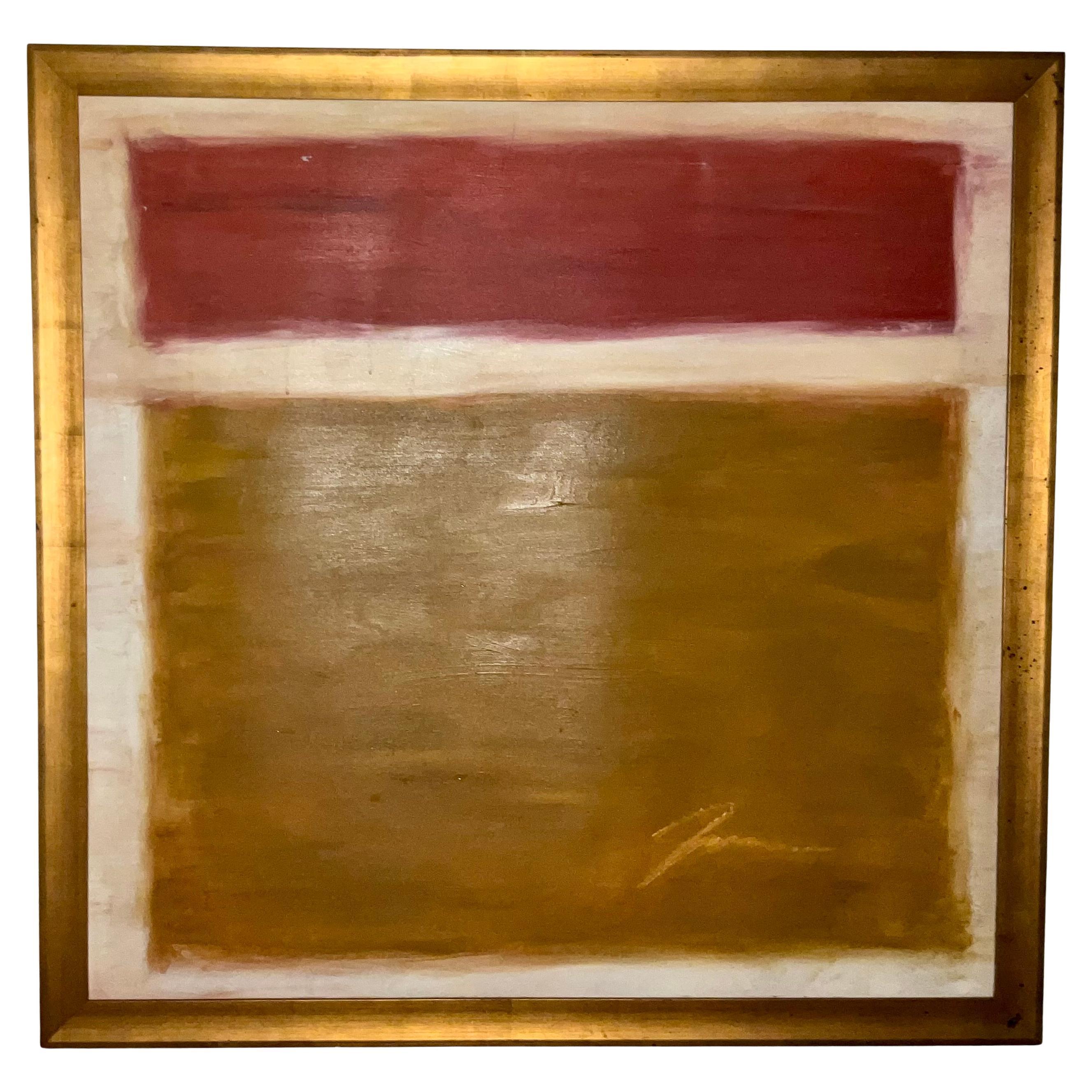 Olio su tela astratto degli anni '80 con cornice in foglia d'oro, alla maniera di Rothko
 Questa opera d'arte degli anni '80 a olio su tela di cotone pesante misura 54 pollici di larghezza per 52,5 pollici di altezza ed è presentata in una cornice