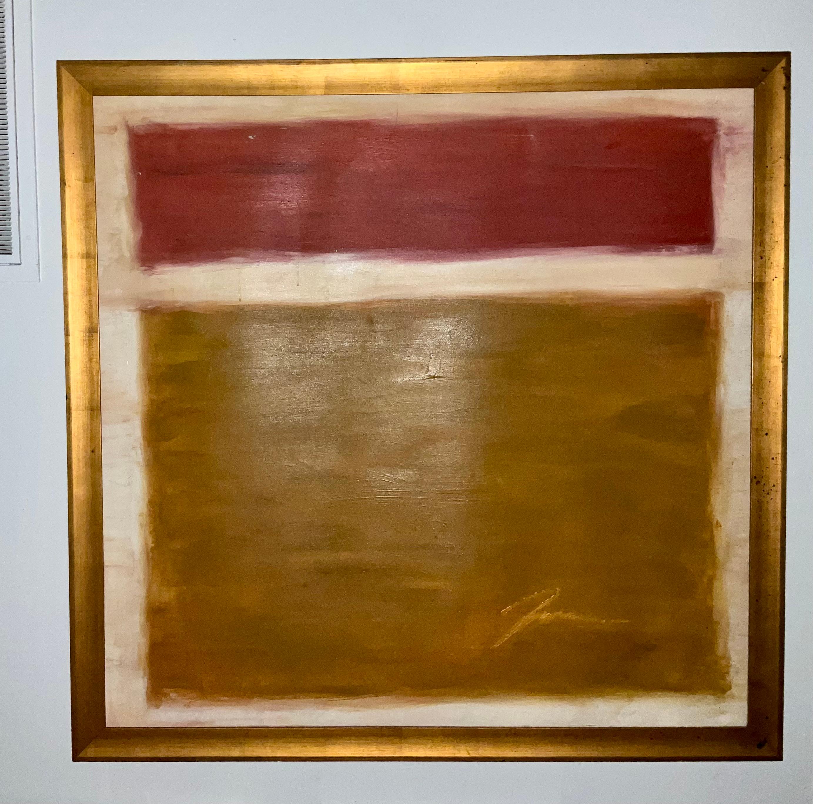 Tela Olio su tela astratto degli anni '80 con cornice in foglia d'oro, alla maniera di Rothko in vendita