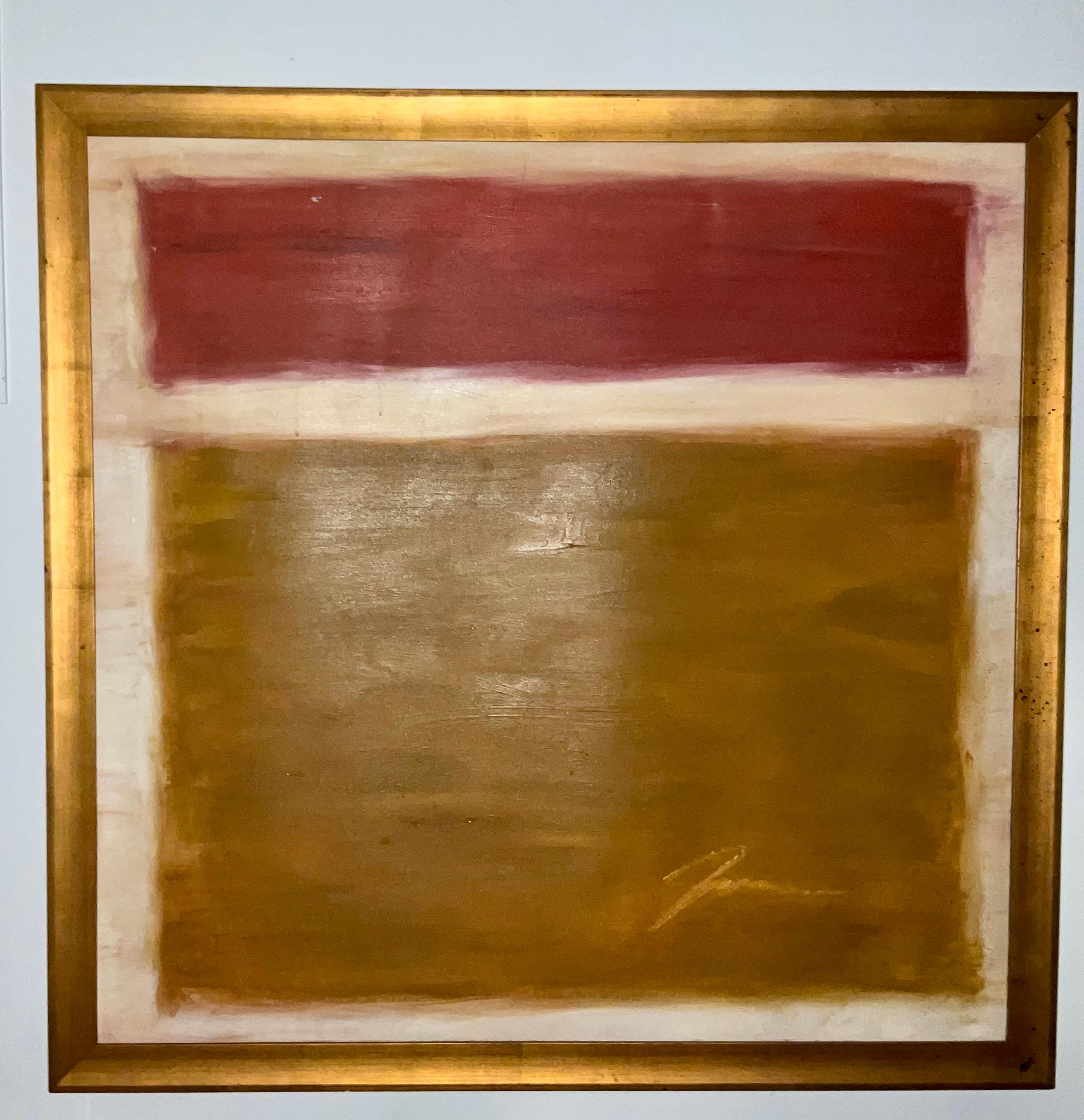 Olio su tela astratto degli anni '80 con cornice in foglia d'oro, alla maniera di Rothko in vendita 1