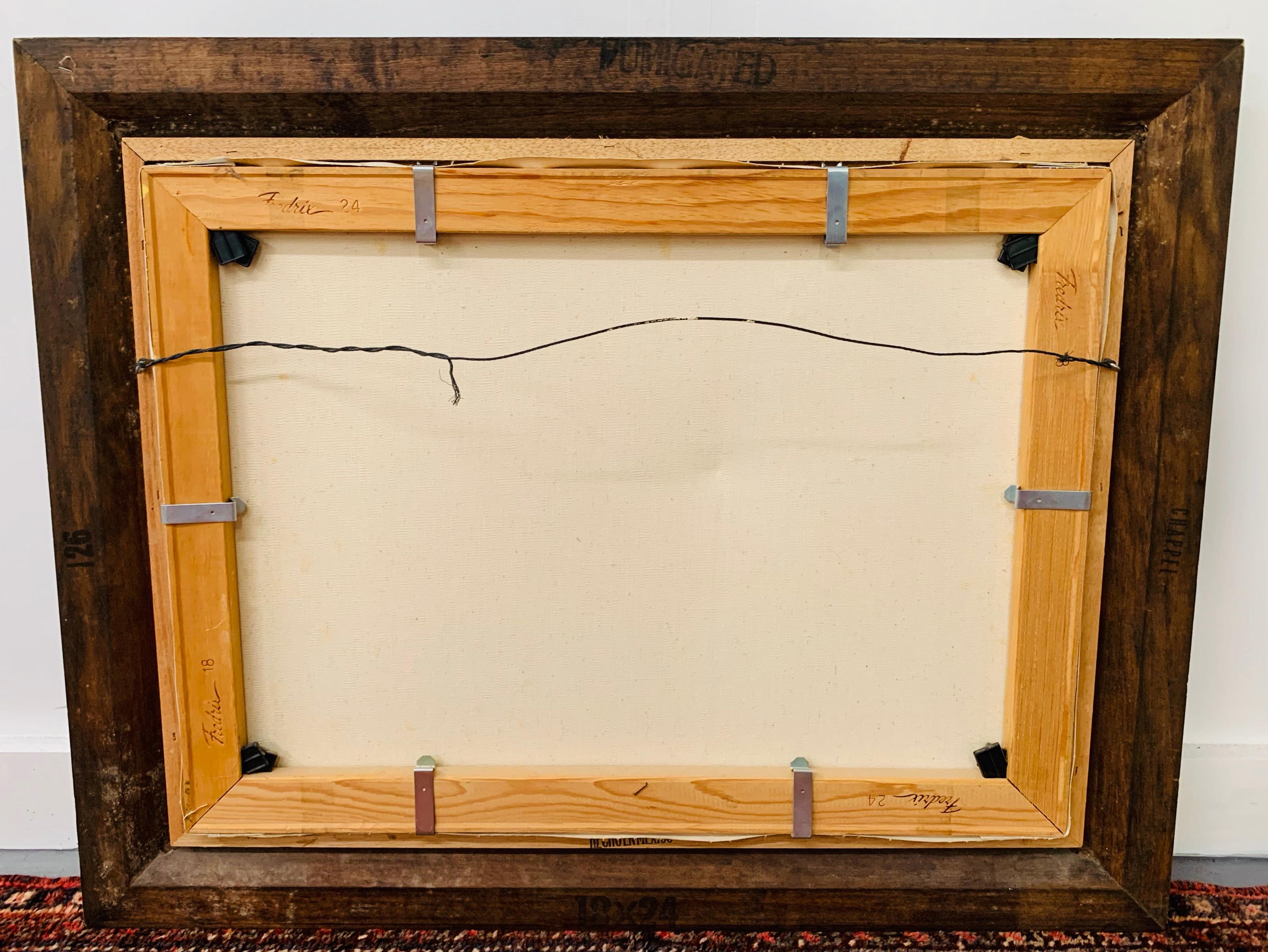 1980s Oil on Canvas Landscape Painting Signed and Frame 5