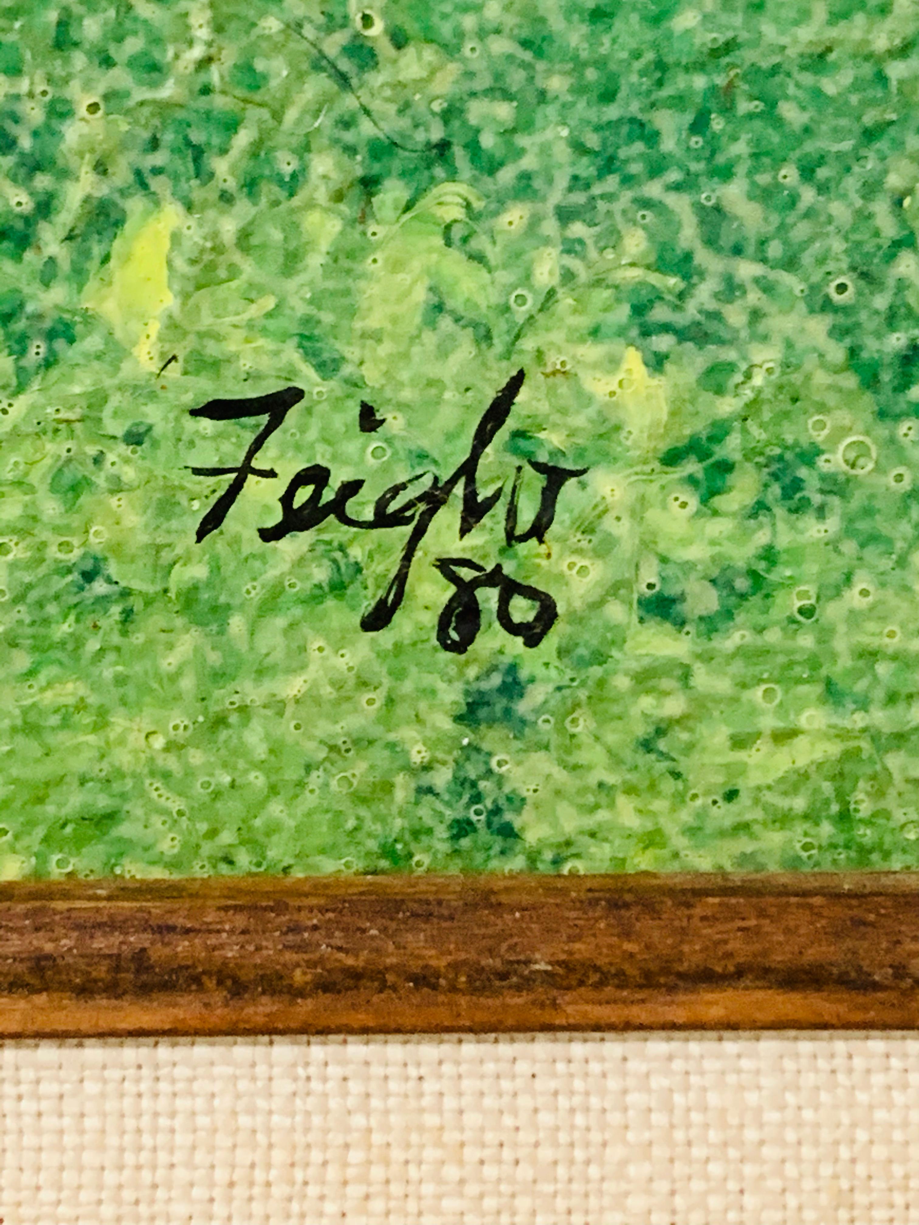 1980s Oil on Canvas Landscape Painting Signed and Frame 1