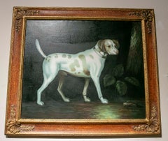 Anni ’80. Coppia di ritratti di cani, olio su tela, firmati da John Gray