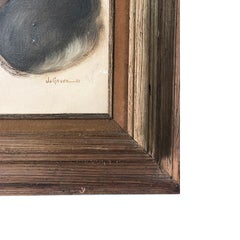 Portrait à l'huile d'une femme avec des cheveux de brunette sur toile dans un cadre en bois, années 1980