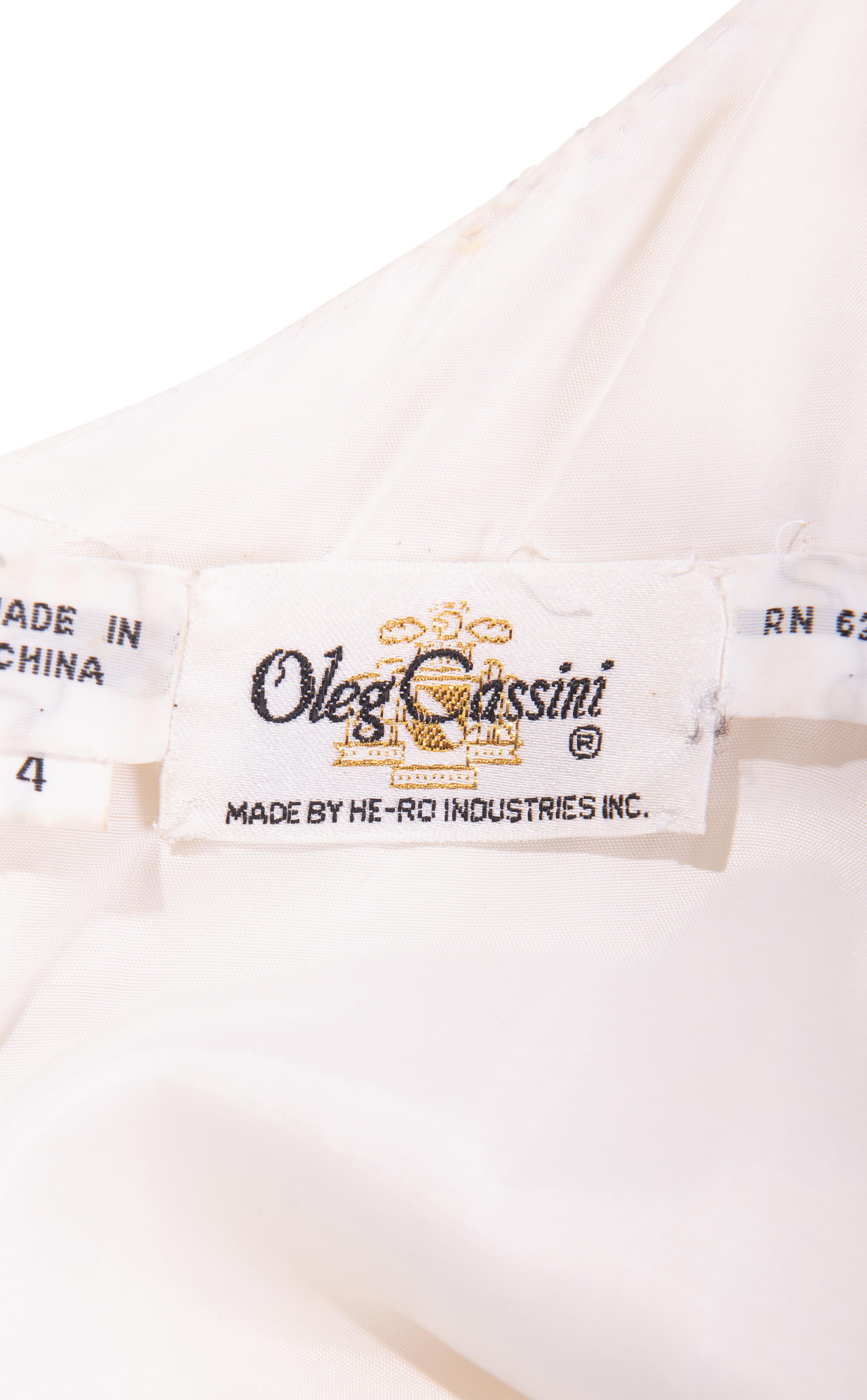 1980's Oleg Cassini Cream Silk Embellished Gown 5
