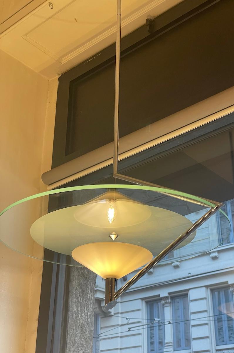 lámpara colgante Olympia de los años 80 de Daniela Puppa para Fontana Arte en venta 1