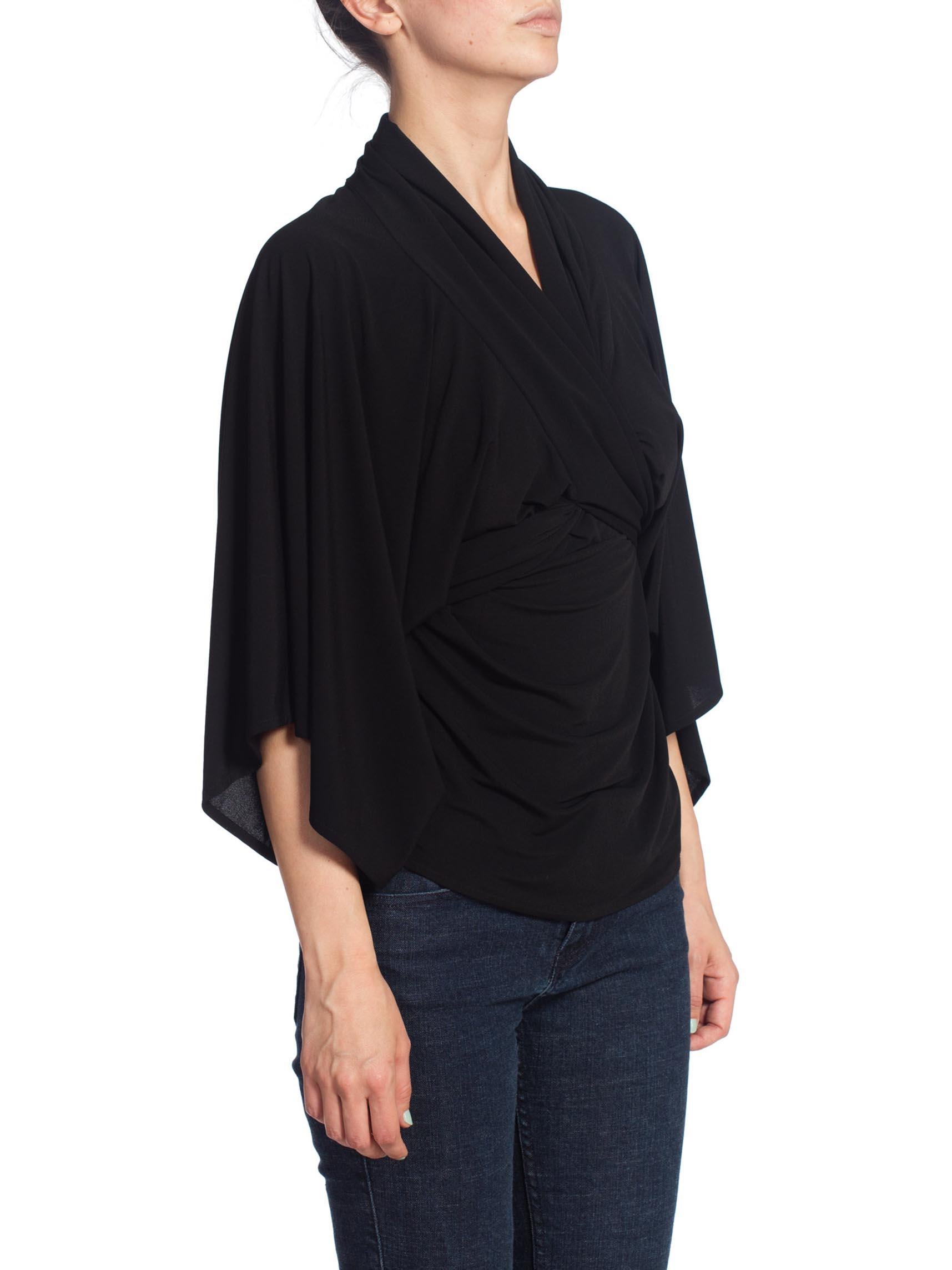 Women's 1980S NORMA KAMALI Style Black Jersey Draped Oversize Top For Sale