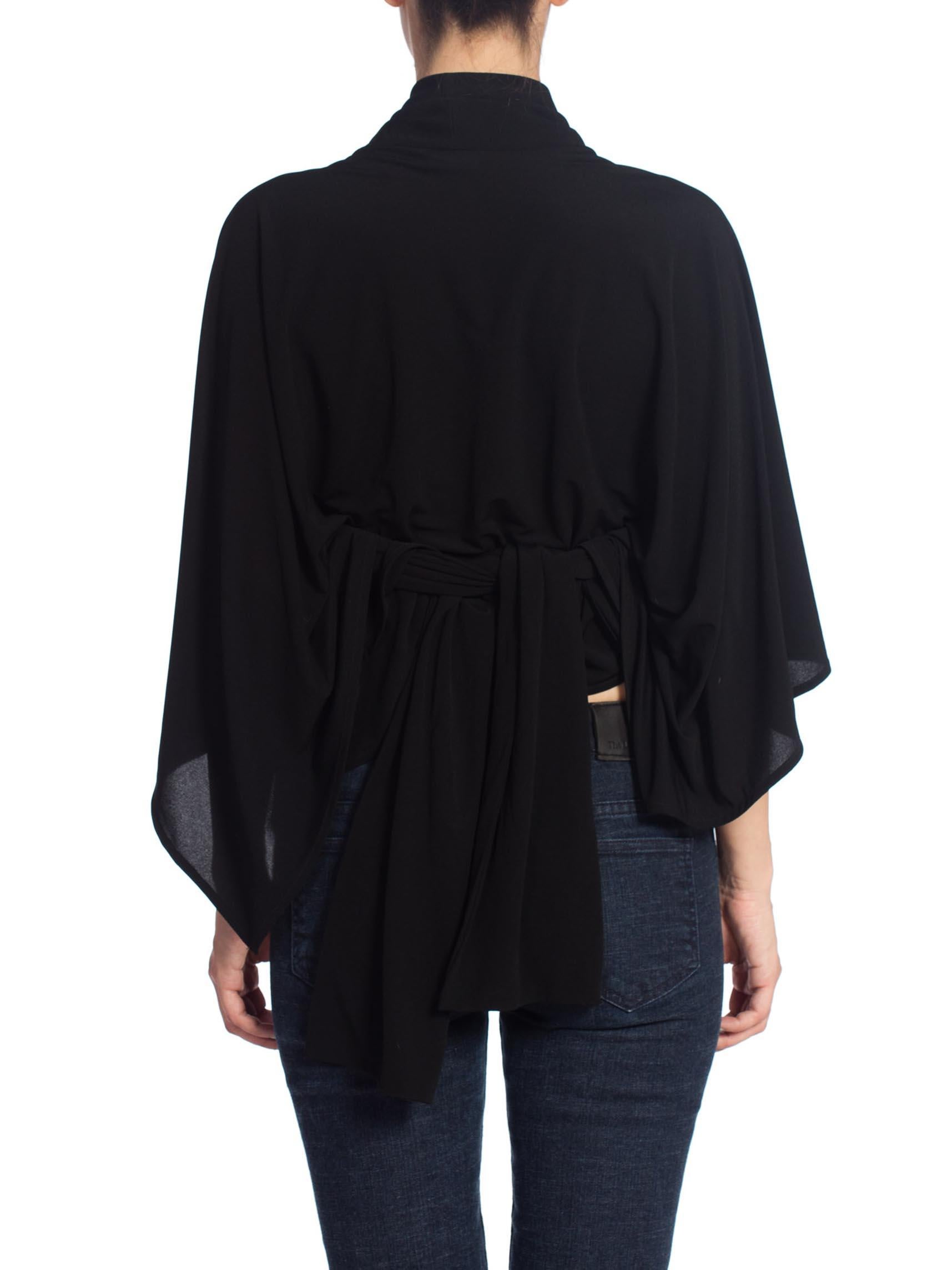 1980S NORMA KAMALI Style Black Jersey Draped Oversize Top For Sale 2