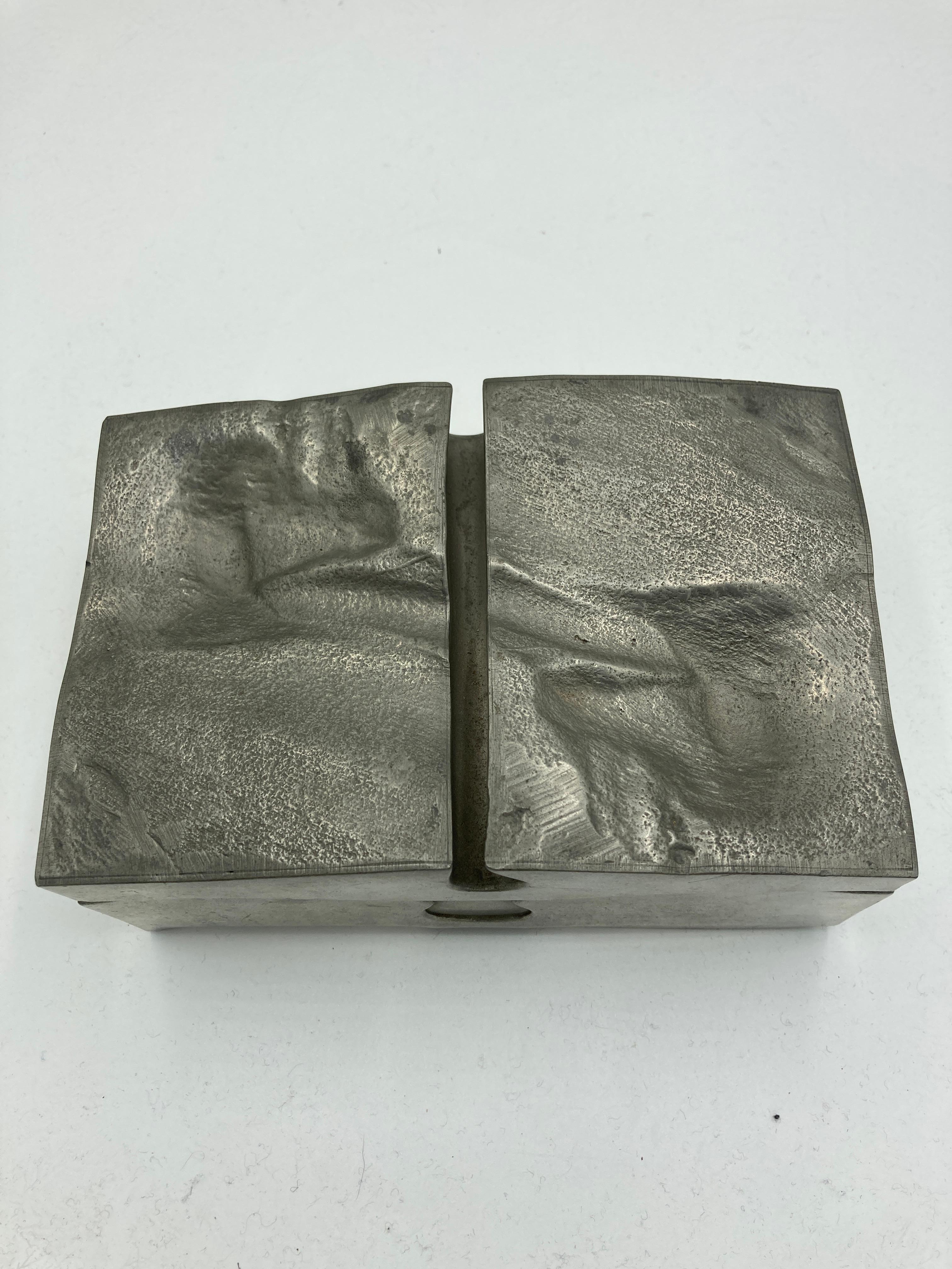 French 1980's One of a kind decorative pewter boxe For Sale