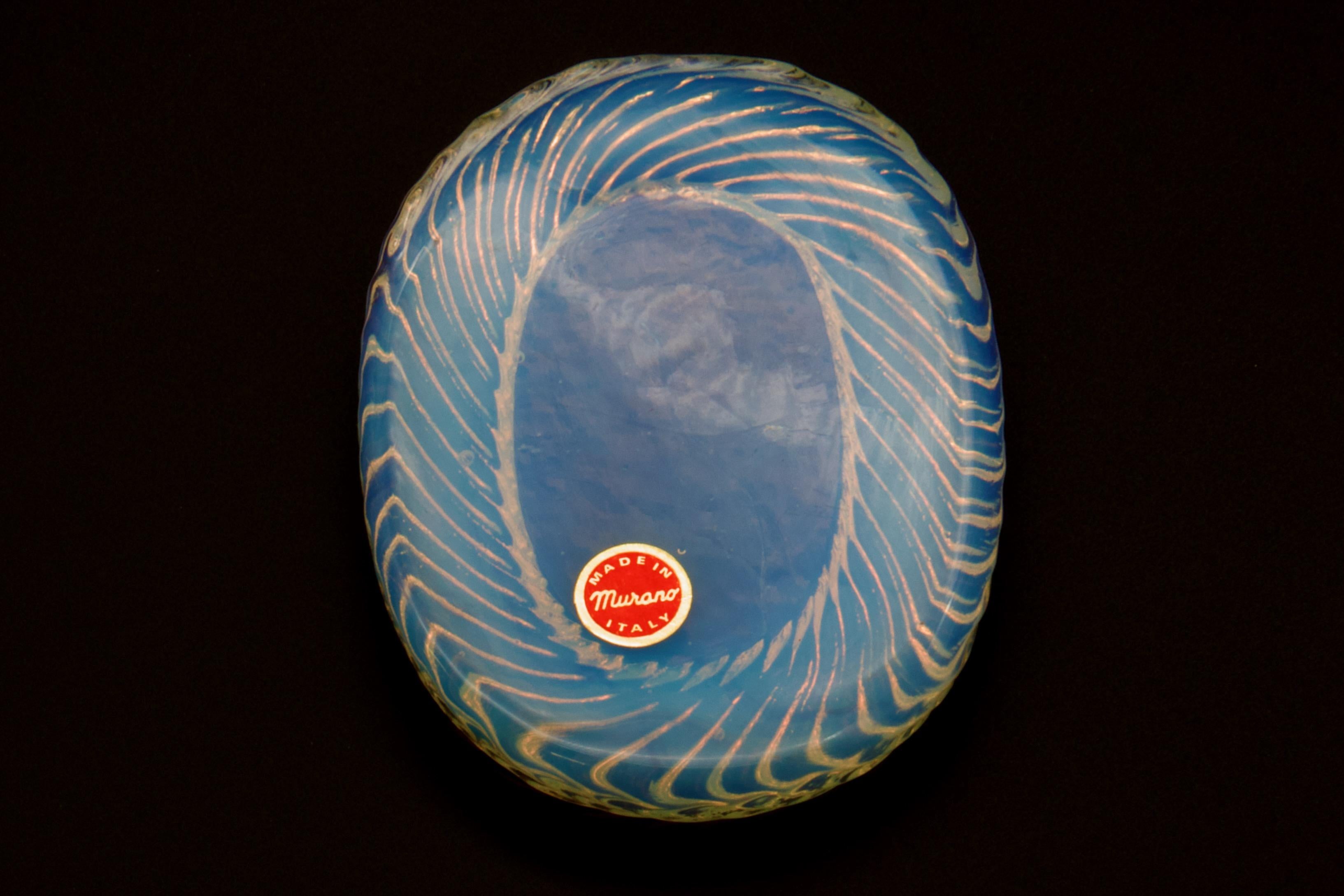Opaline Glass 1980s Opaline Murano Italian Vide-Poche Catchall Bowl, Hollywood Regency Style
