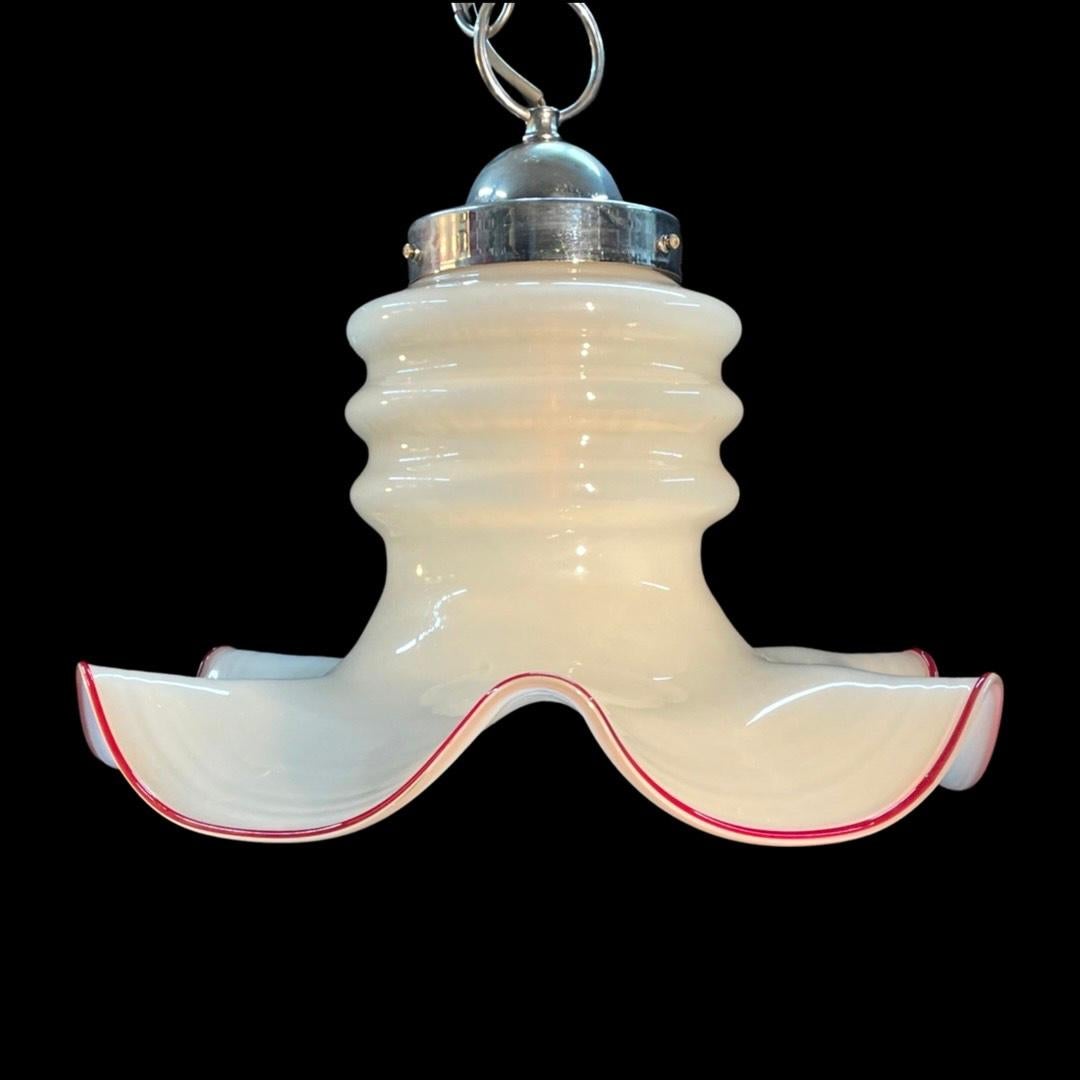 1980's Opaque Murano Pendant Light In Good Condition For Sale In London, GB