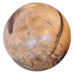 1980s Organic Decorative Object Large Sculptural Sphere of Solid Wood