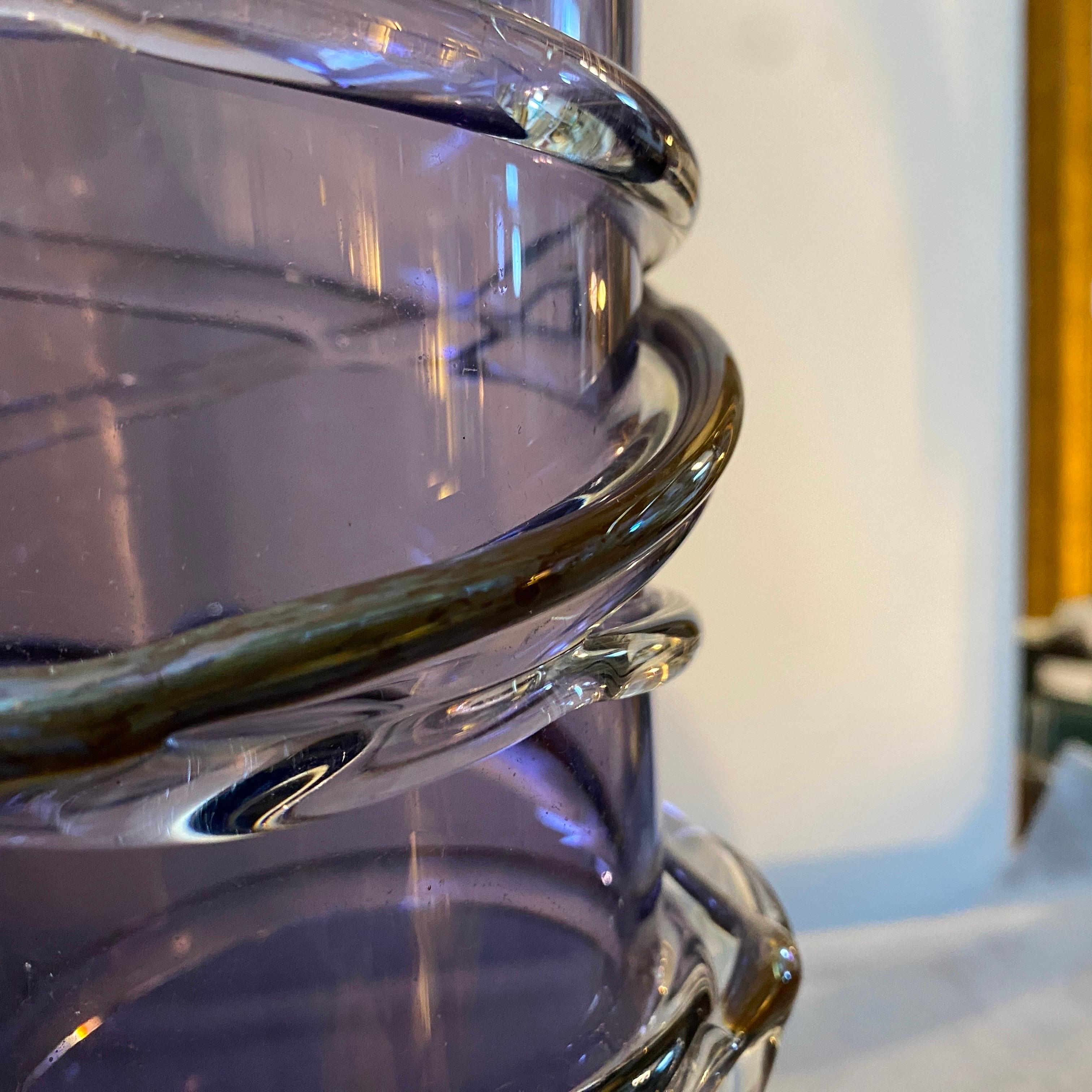 1980s Organic Modern Sergio Costantini Style Purple Murano Glass Cylinder Vase 4