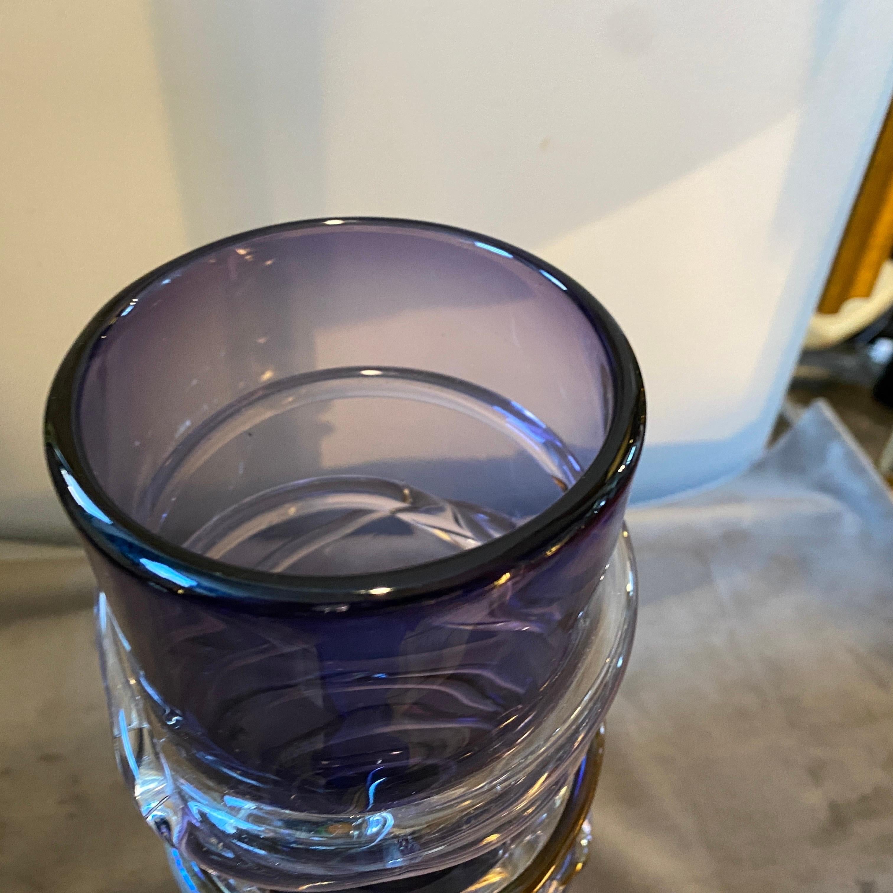 1980s Organic Modern Sergio Costantini Style Purple Murano Glass Cylinder Vase 6