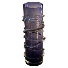 1980s Organic Modern Sergio Costantini Style Purple Murano Glass Cylinder Vase