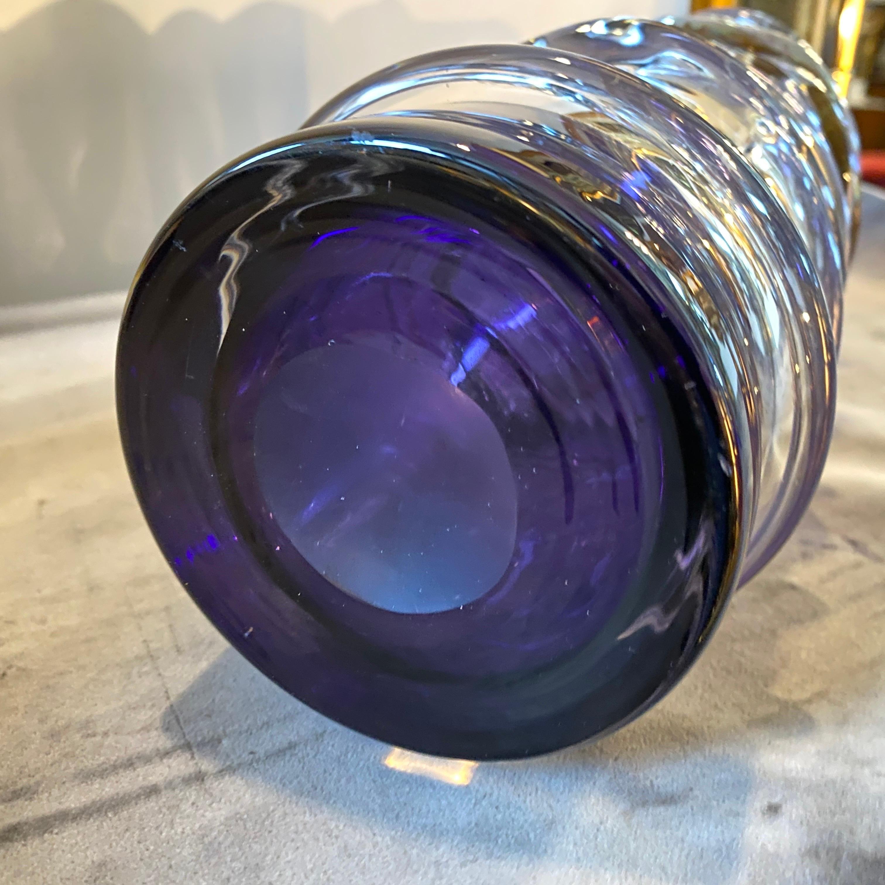 20th Century 1980s Organic Modern Sergio Costantini Style Purple Murano Glass Cylinder Vase