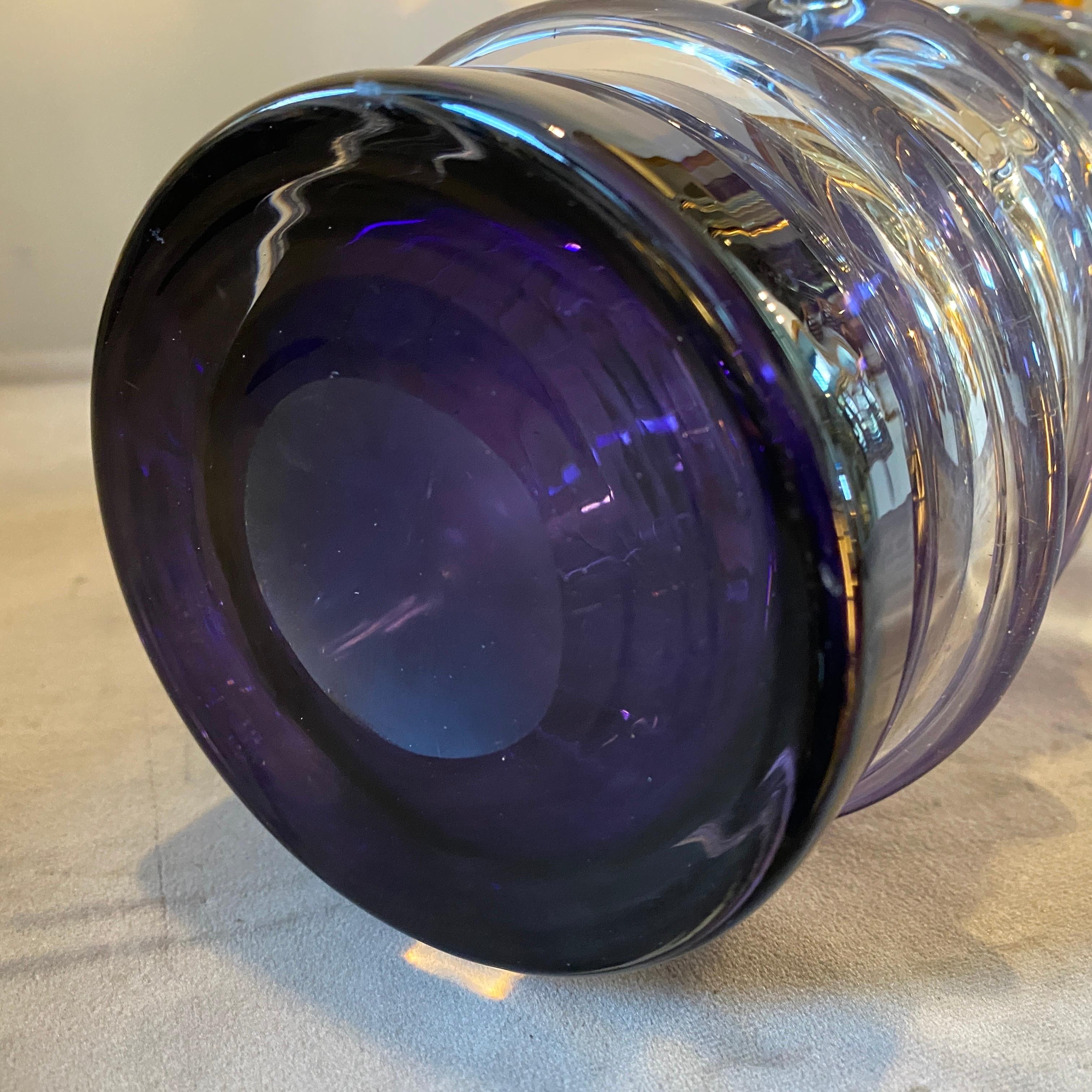 1980s Organic Modern Sergio Costantini Style Purple Murano Glass Cylinder Vase 3