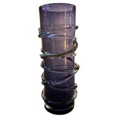 1980s Organic Modern Sergio Costantini Style Purple Murano Glass Cylinder Vase