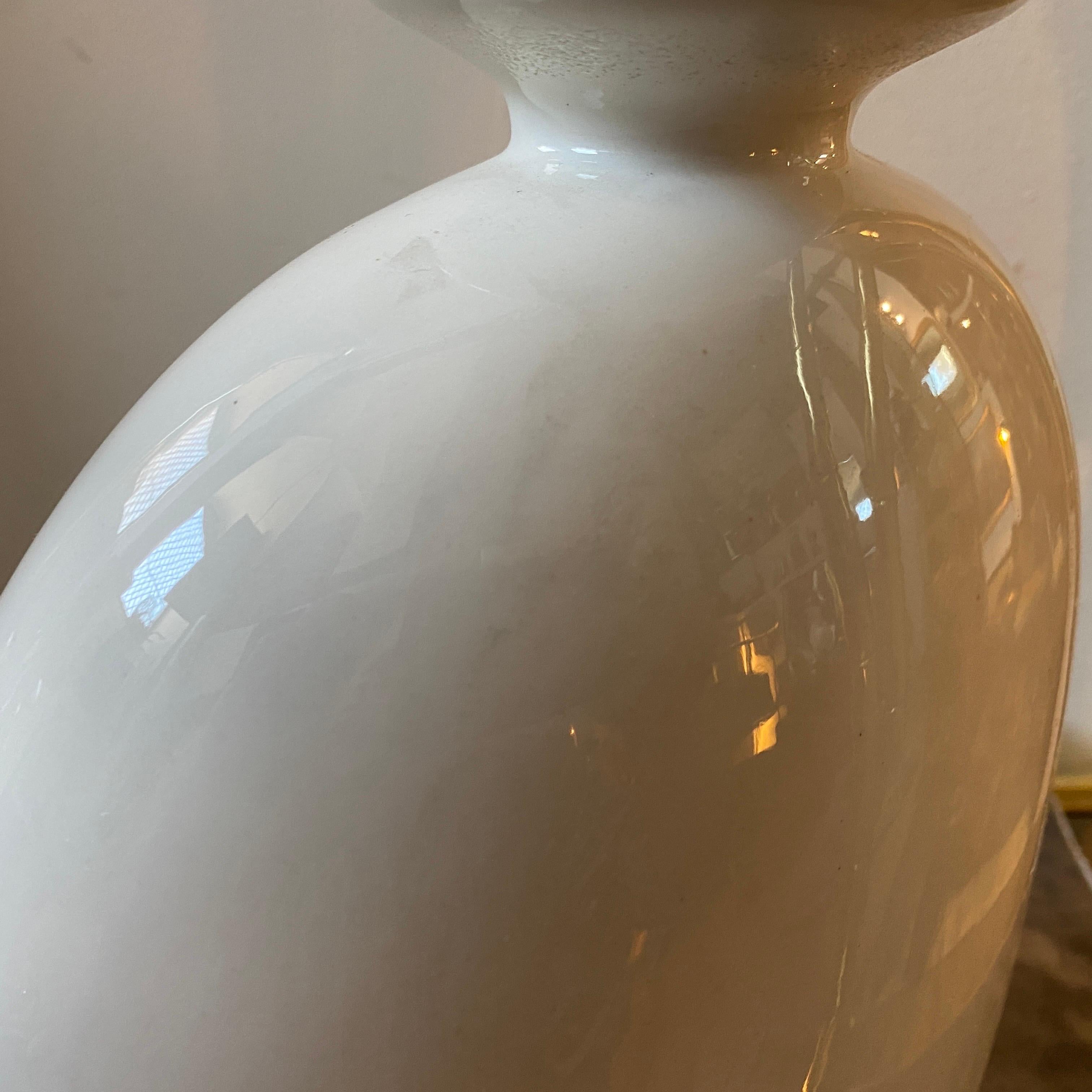 1980s Organic Modern White Ceramic Italian Oval Vase by Ceramica Plinio For Sale 3