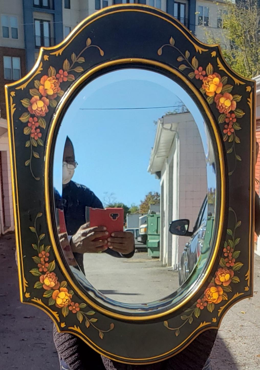 1980s Oriental Accent Hitchcock Style Console Table and Mirror For Sale 3