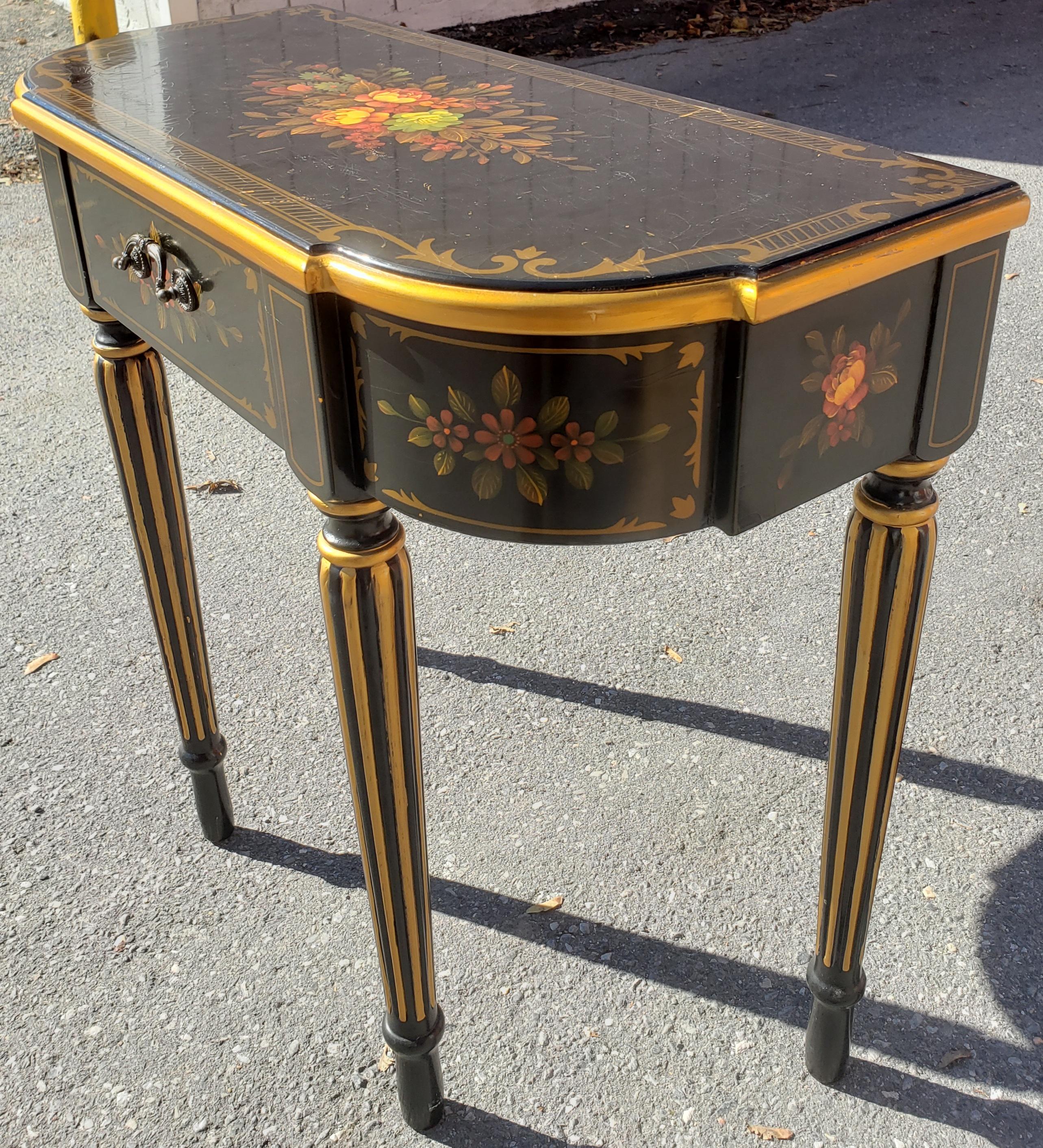 Anglo-japonais Table console et miroir d'appoint orientale de style Hitchcock des années 1980 en vente