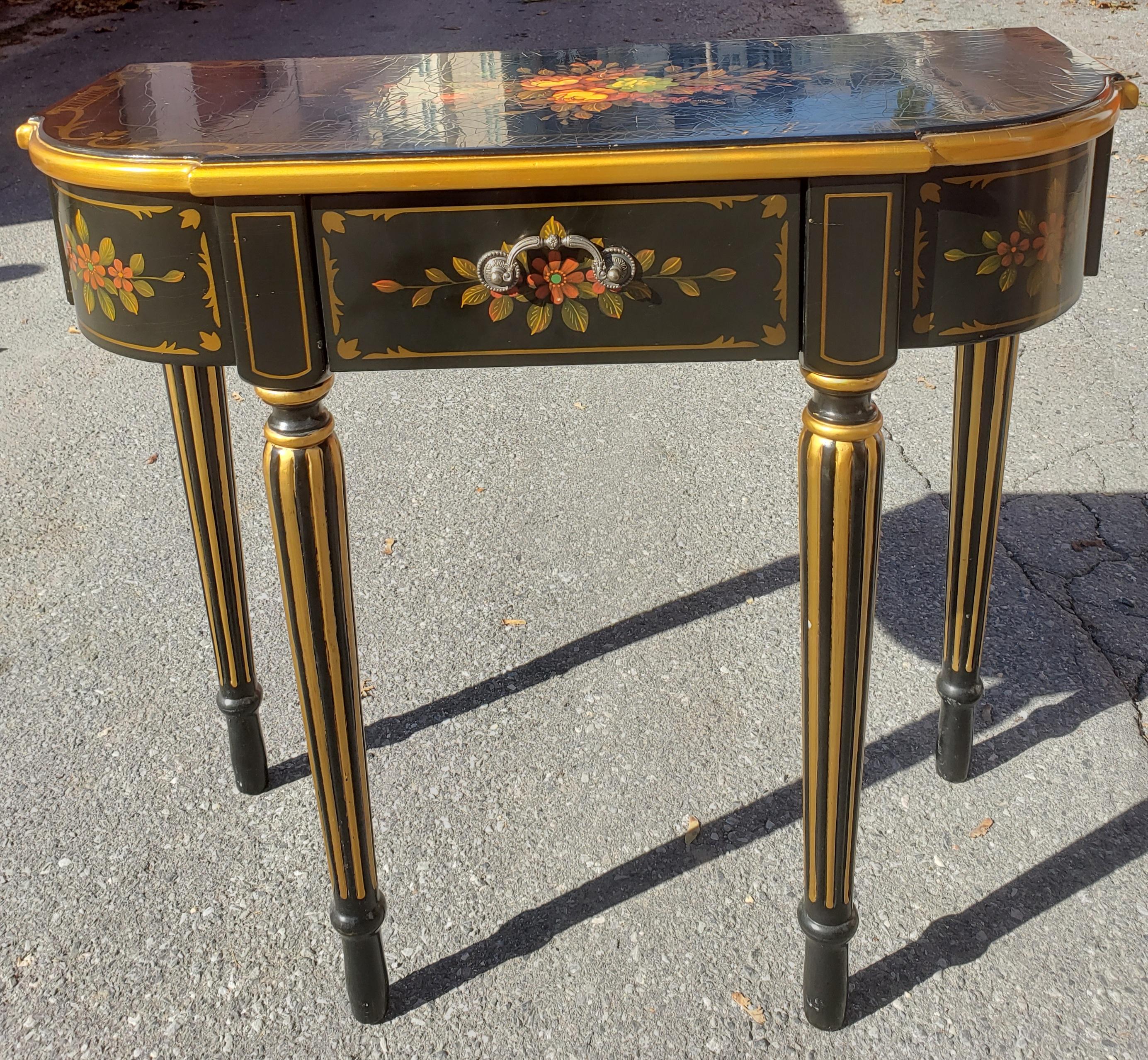 Laqué Table console et miroir d'appoint orientale de style Hitchcock des années 1980 en vente