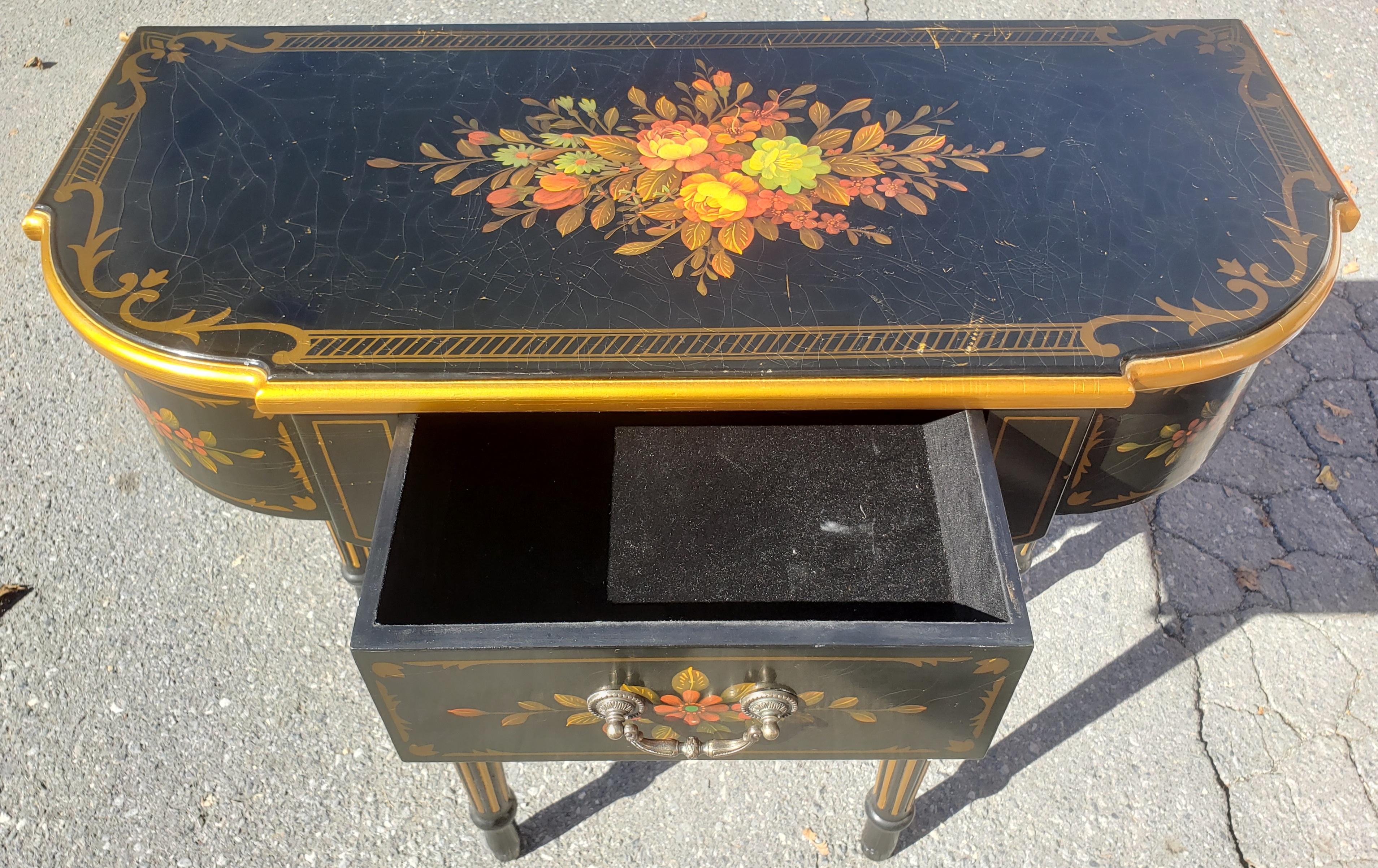 Anglo-Japanese 1980s Oriental Accent Hitchcock Style Console Table and Mirror For Sale