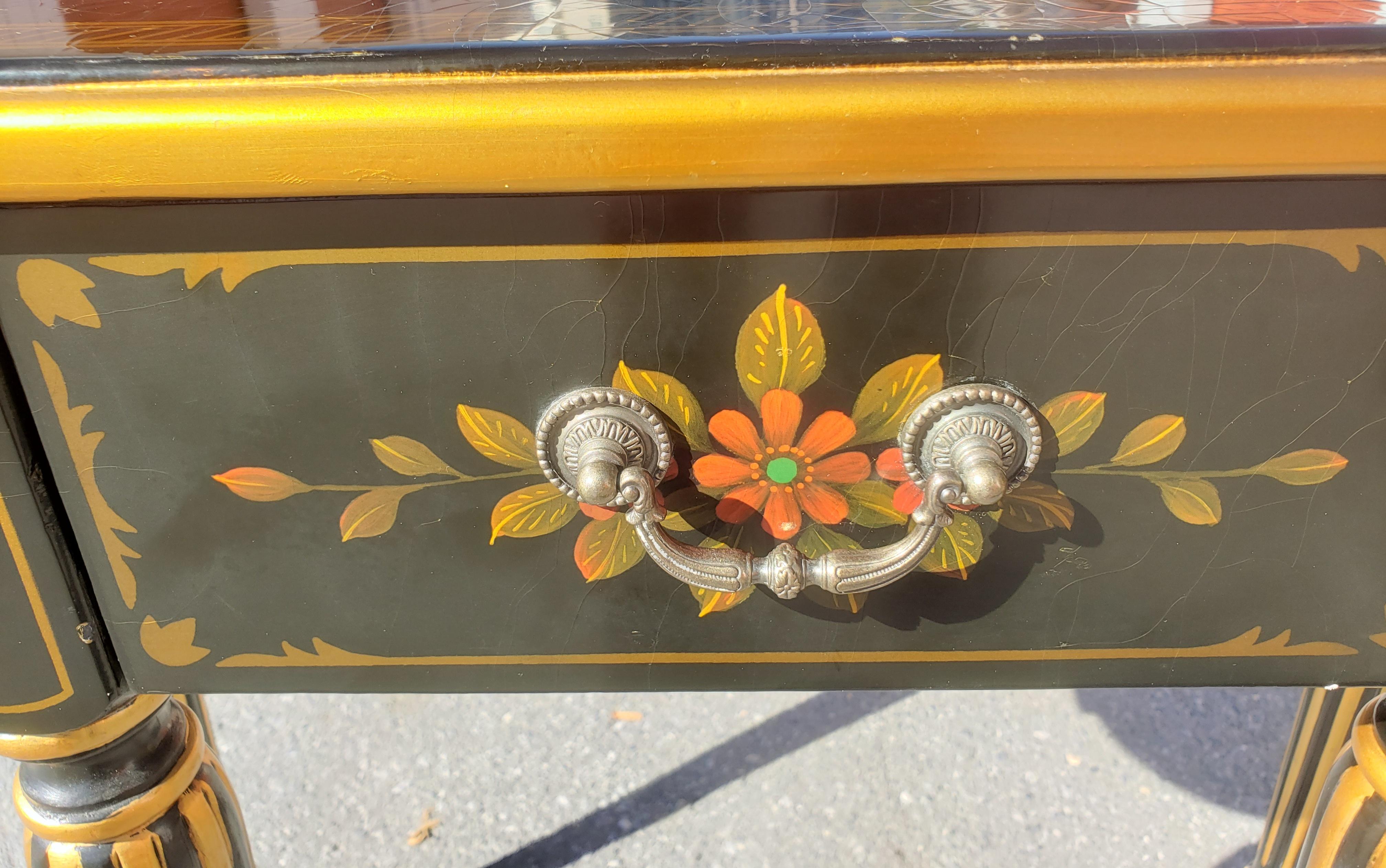 American 1980s Oriental Accent Hitchcock Style Console Table and Mirror For Sale