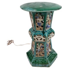 1980s Oriental Glazed Ceramic Garden Lamp