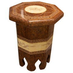1980s  Oriental Style Octagonal Side Table in Wood and Resin