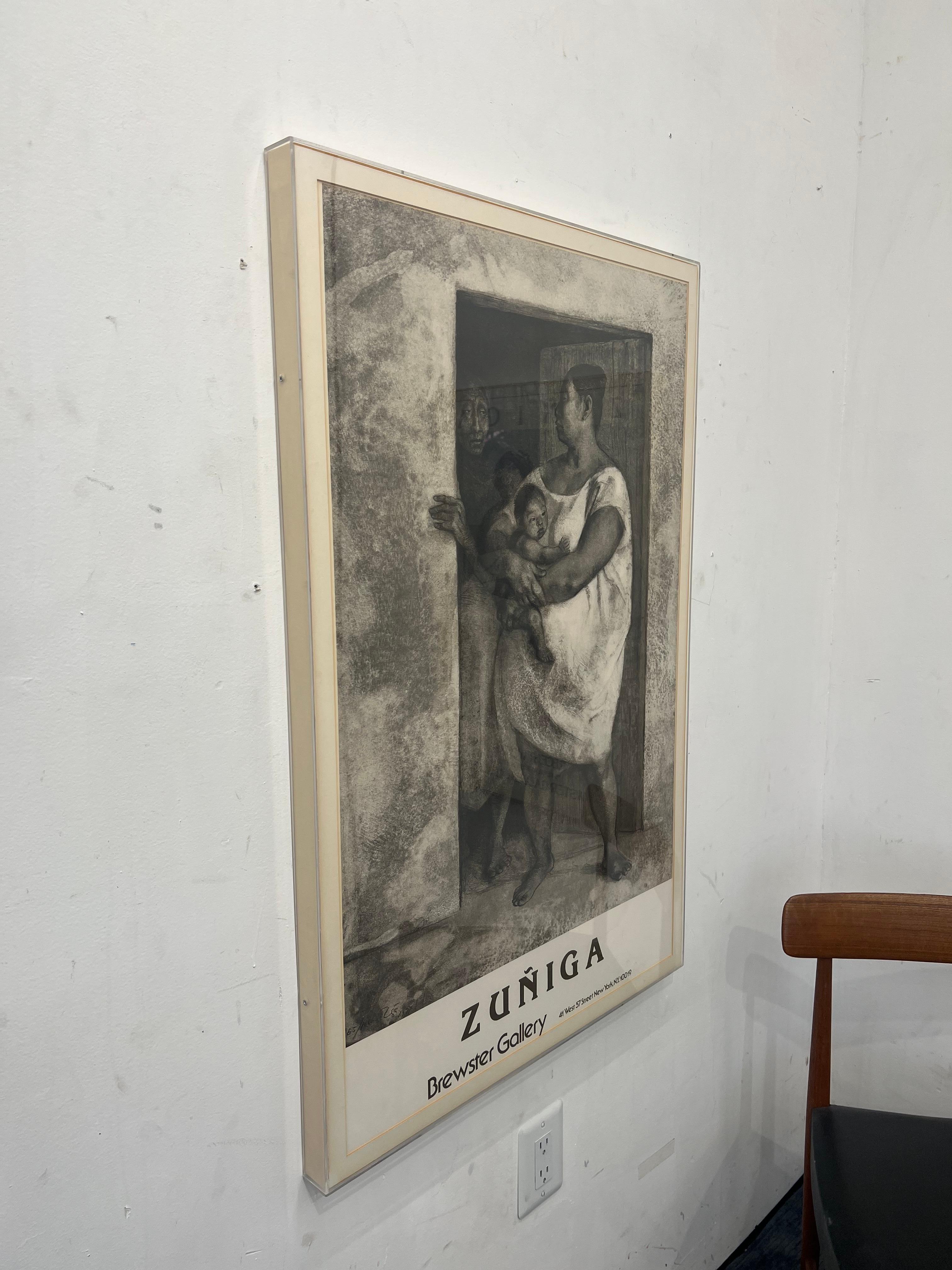 Post-Modern 1980s Original Framed Art Exposition Poster Francisco Zuniga at Brewster Gallery For Sale