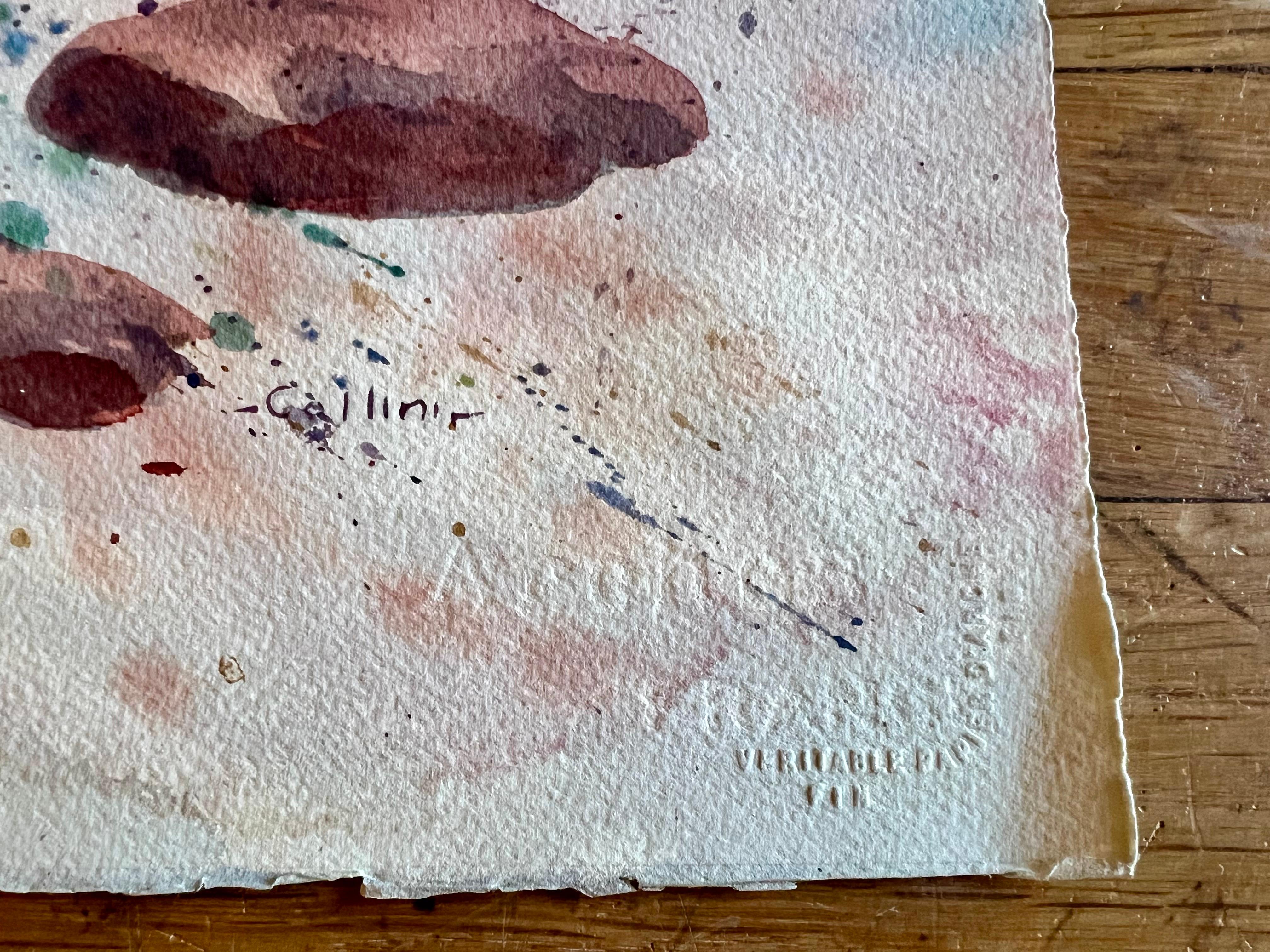 20ième siècle Peinture originale des années 1980 à l'aquarelle non encadrée par Collins sur papier Arches en vente
