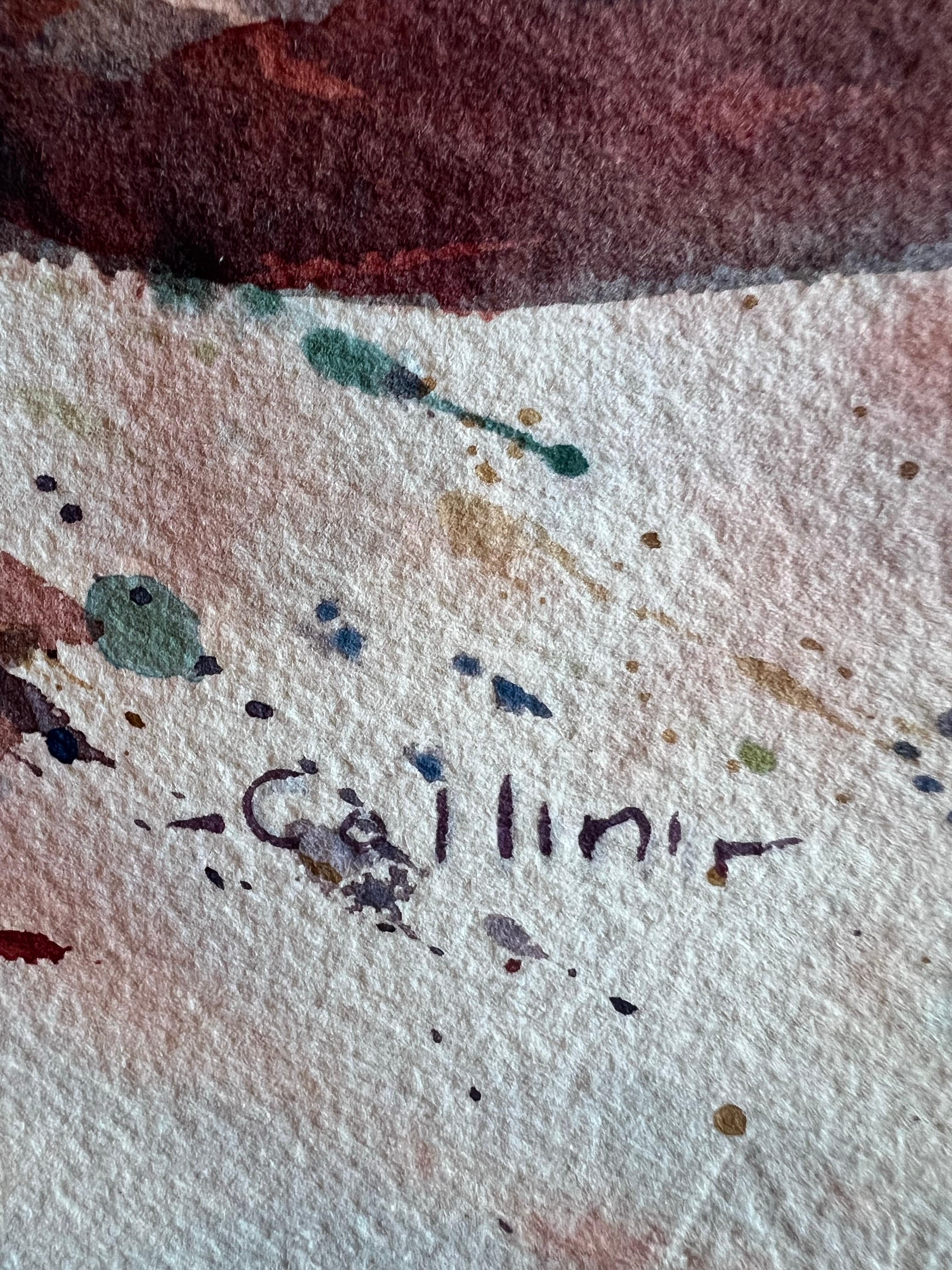 Papier Peinture originale des années 1980 à l'aquarelle non encadrée par Collins sur papier Arches en vente