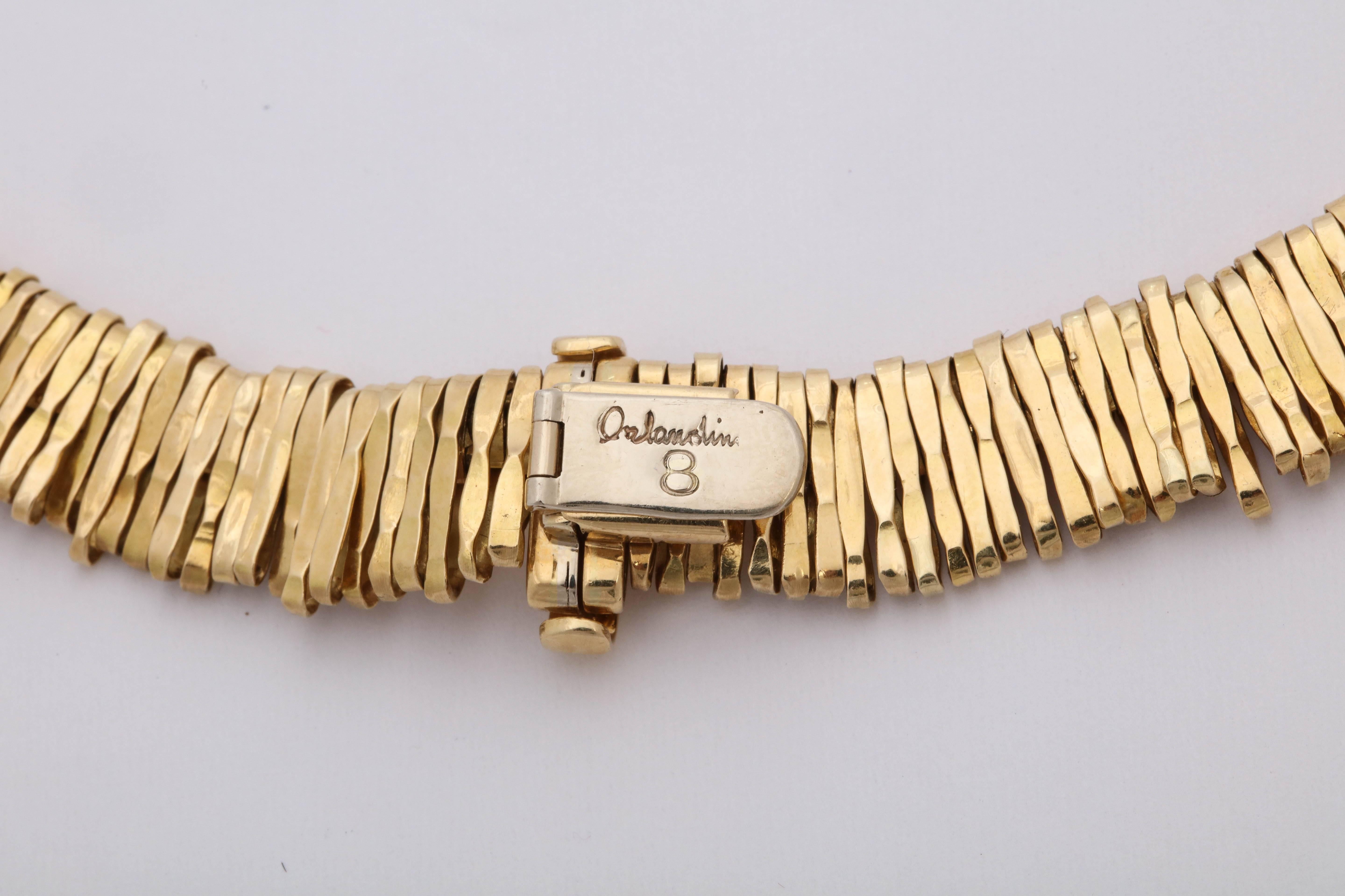 1980s Orlando Orlandini Handmade Multiple Loops Gold with Diamonds Necklace 1