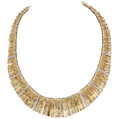 Vintage 1980s Orlando Orlandini Handmade Multiple Loops Gold with Diamonds Necklace