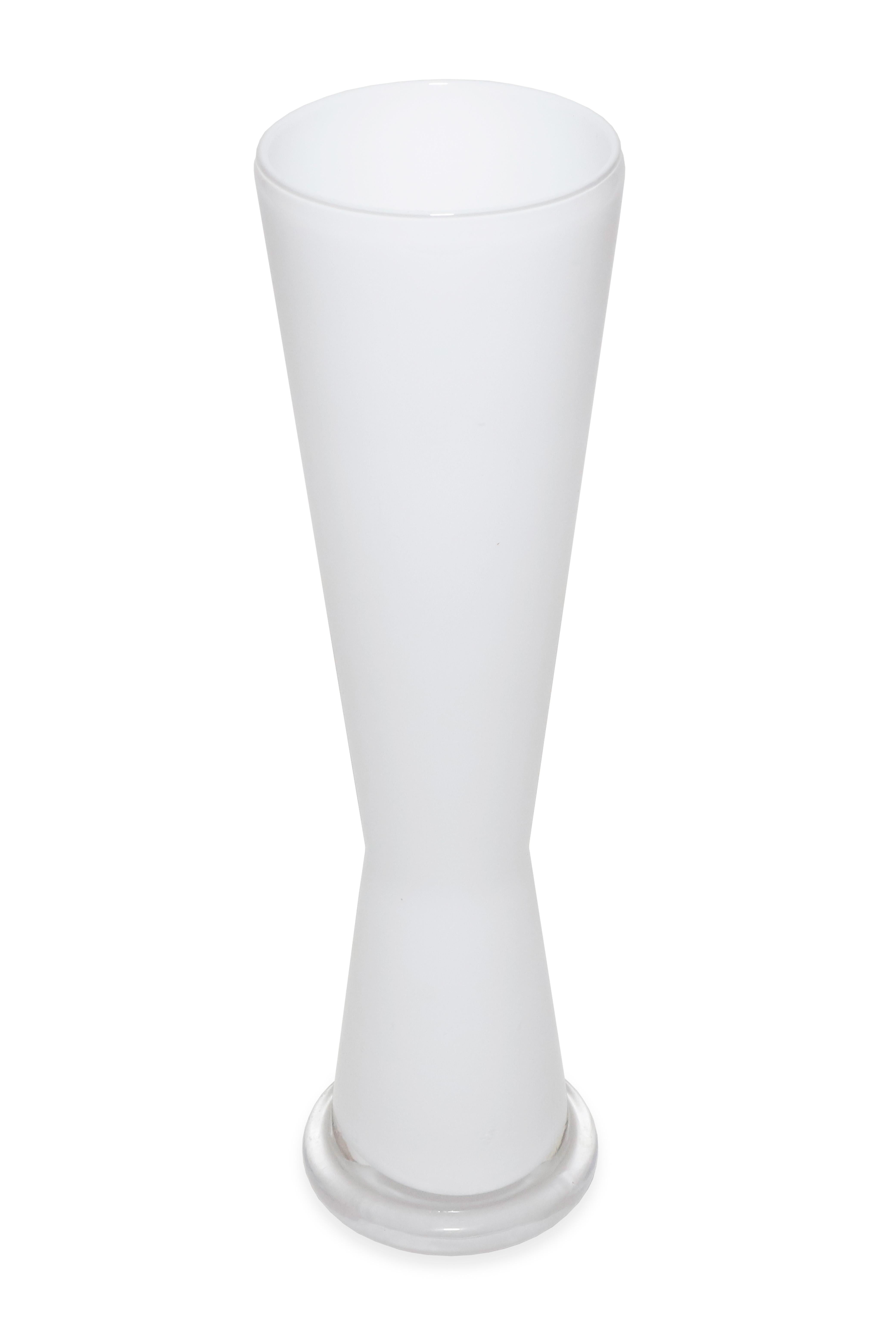 Modern 1980s Orrefors White Glass Tall Amaryliss Vase by Erika Lagerbielke