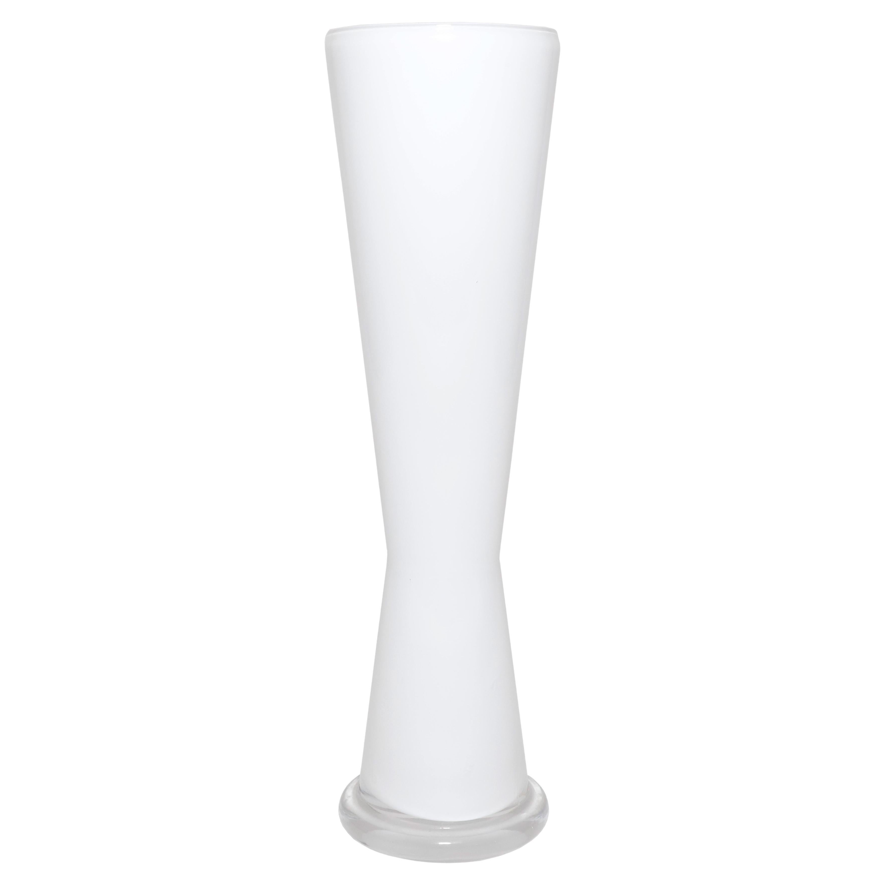 1980s Orrefors White Glass Tall Amaryliss Vase by Erika Lagerbielke