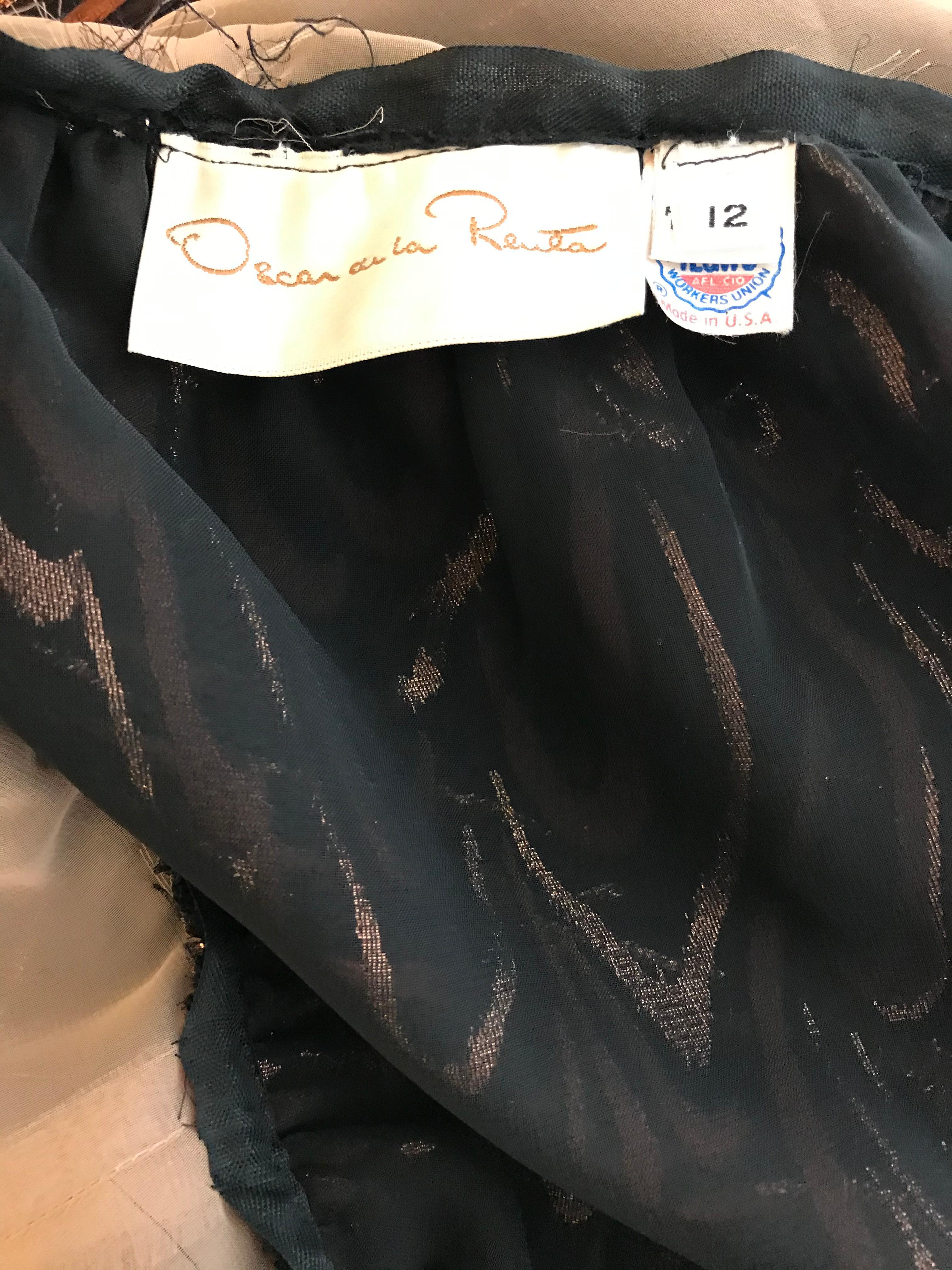 1980s Oscar De La Renta Brown Silk Velvet Long Sleeve Dress 3
