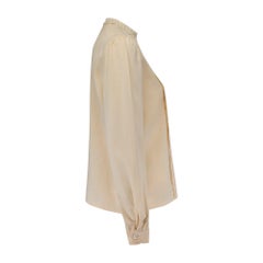 1980s Oscar De La Renta Cream Victoriana Shirt with Lace Trim