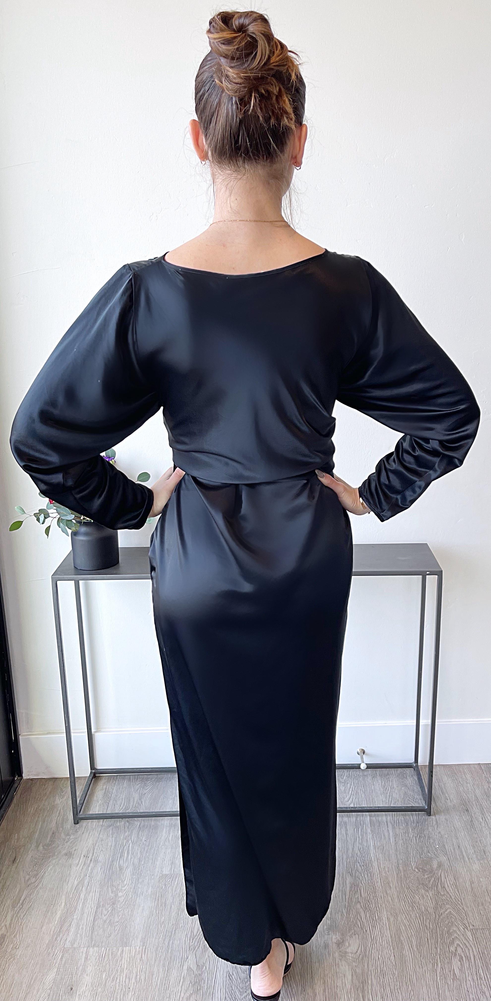 1980s Oscar De La Renta for Swirl Black Beaded Sequin Butterfly Vintage Caftan en vente 5