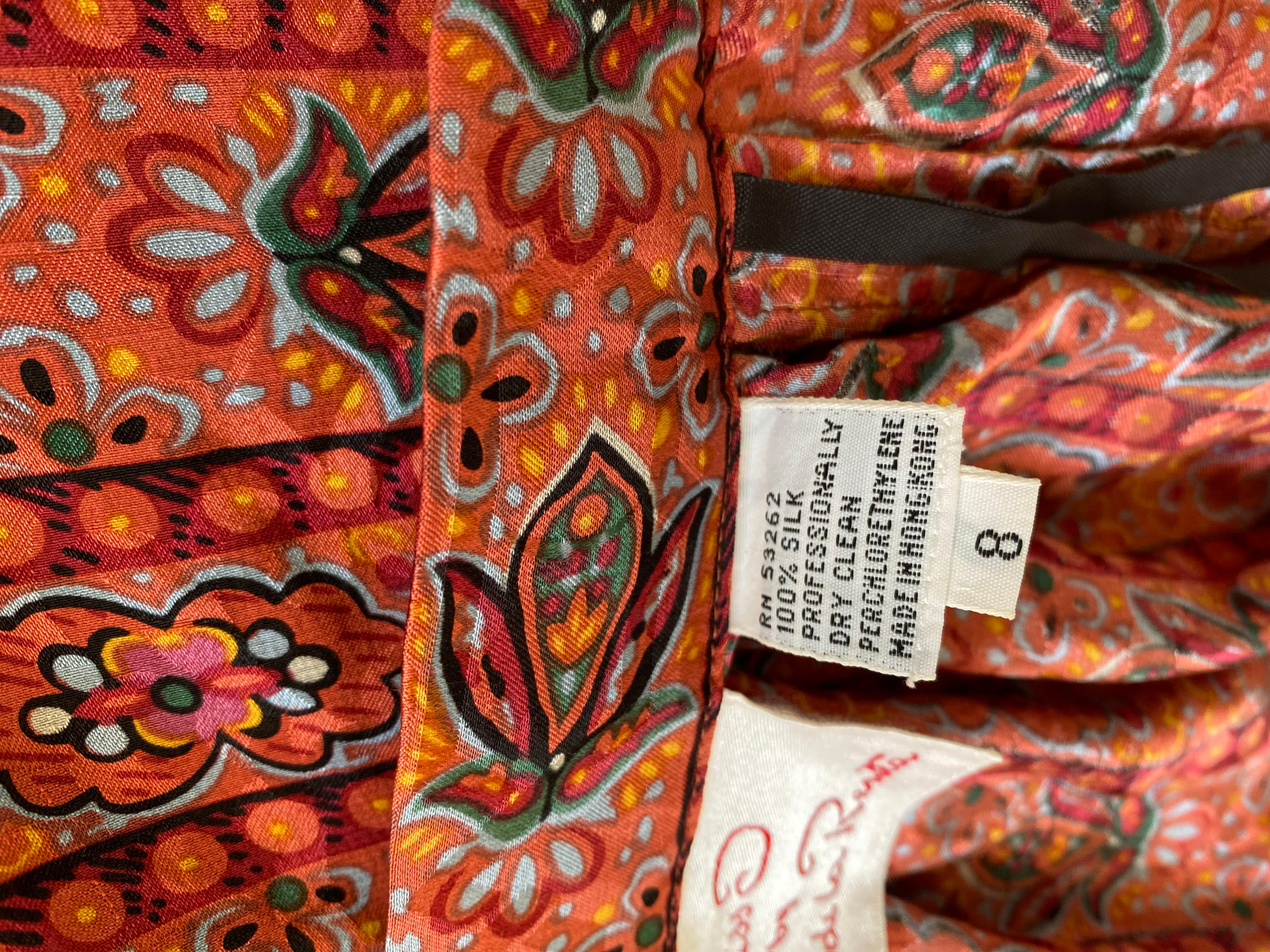 1980s Oscar de la Renta Miss O Silk Midi Skirt For Sale 8