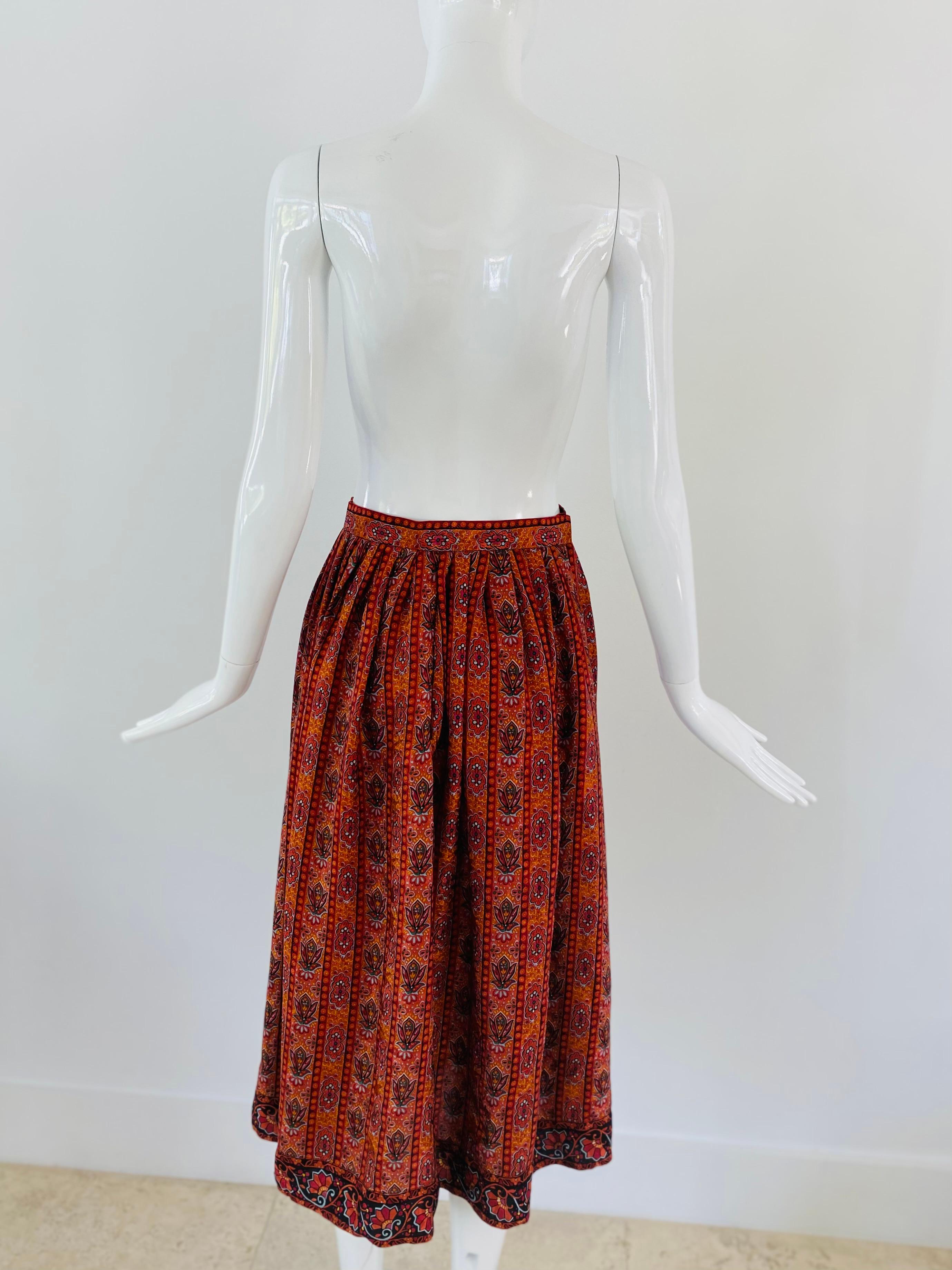 1980s Oscar de la Renta Miss O Silk Midi Skirt In Good Condition For Sale In Miami, FL
