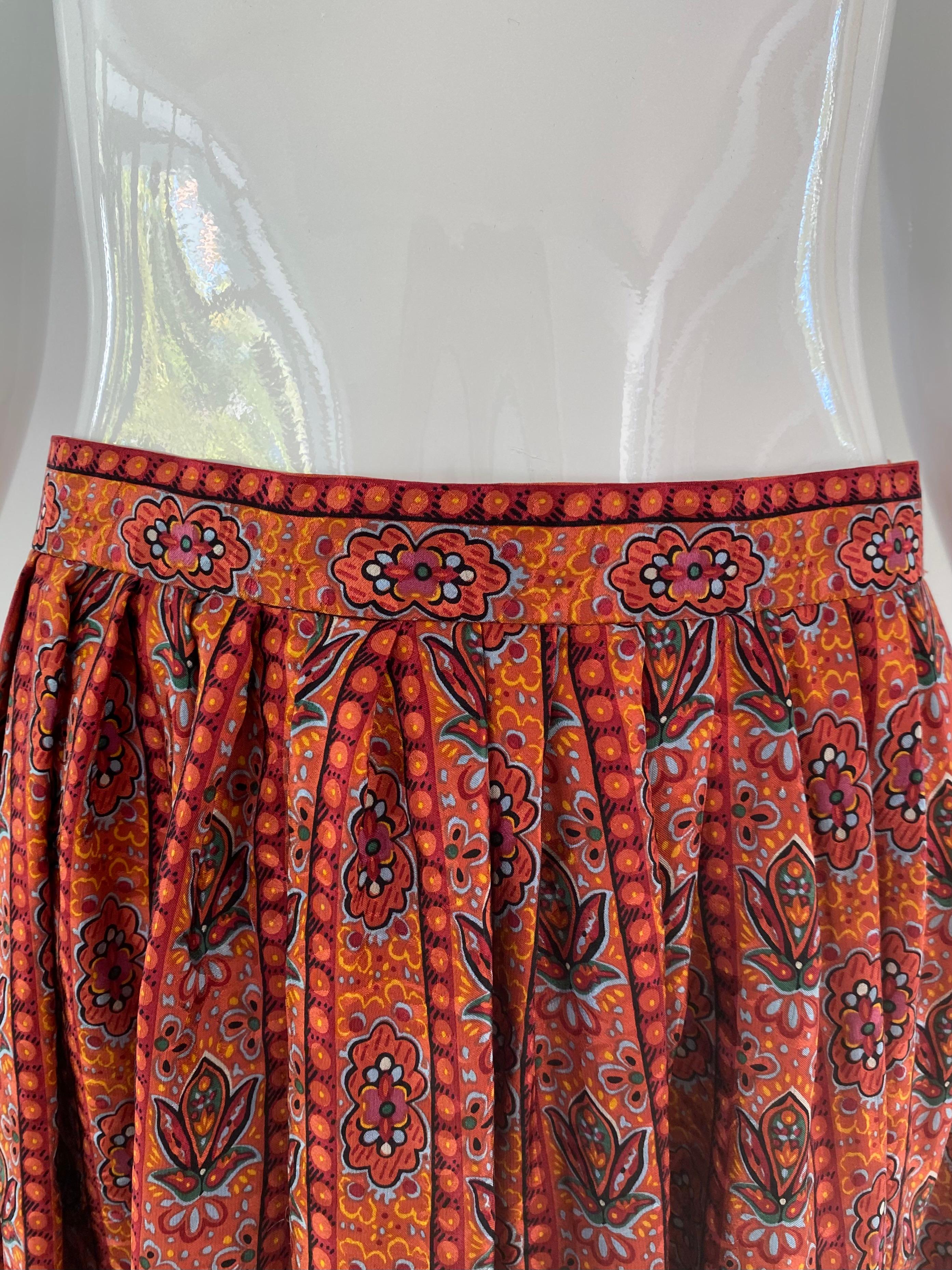1980s Oscar de la Renta Miss O Silk Midi Skirt For Sale 1