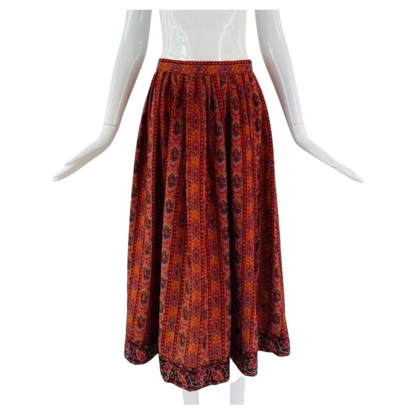1980s Oscar de la Renta Miss O Silk Midi Skirt For Sale
