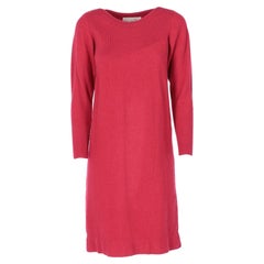 1980s Oscar de la Renta round-neck red wool dress