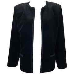 1980s Oscar de la Renta Size 16 Black Velvet Embroidered Vintage 80s Jacket