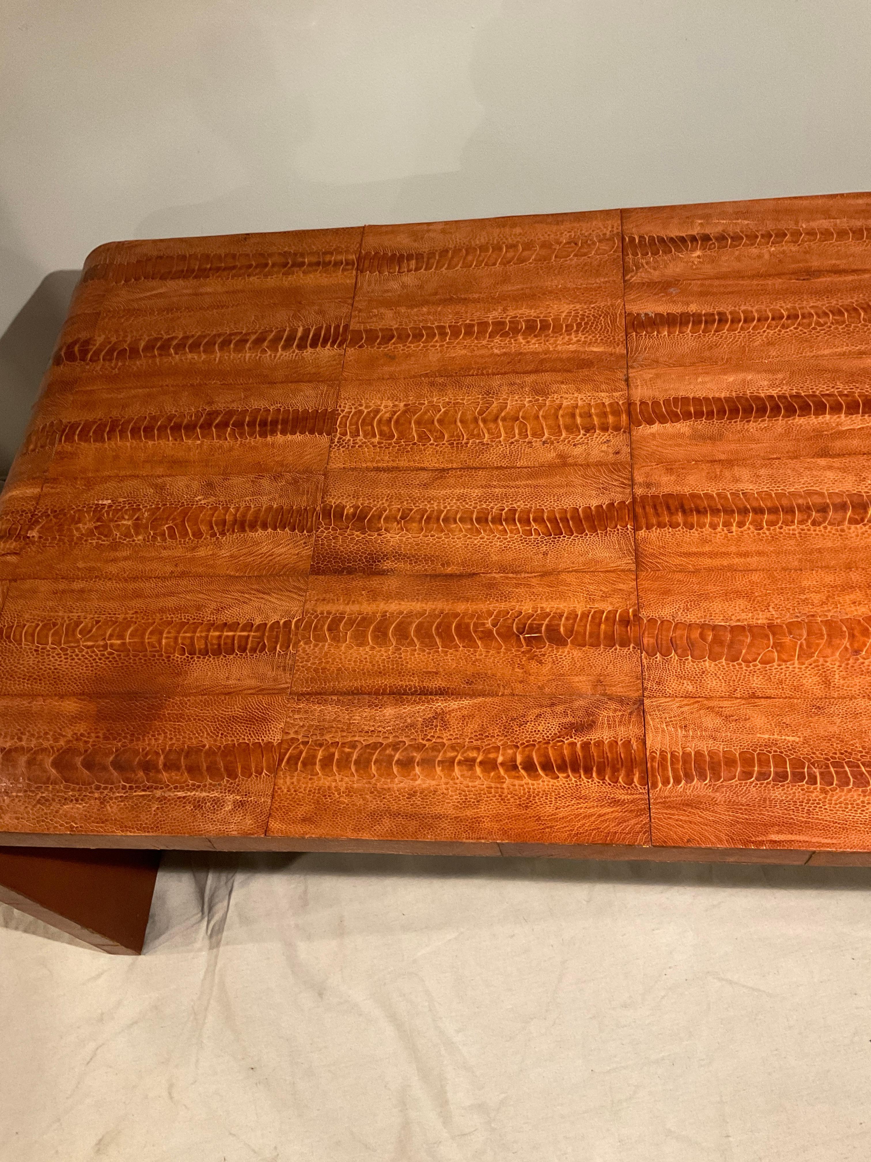 1980s Ostrich Skin Coffee Table In Good Condition For Sale In Tarrytown, NY
