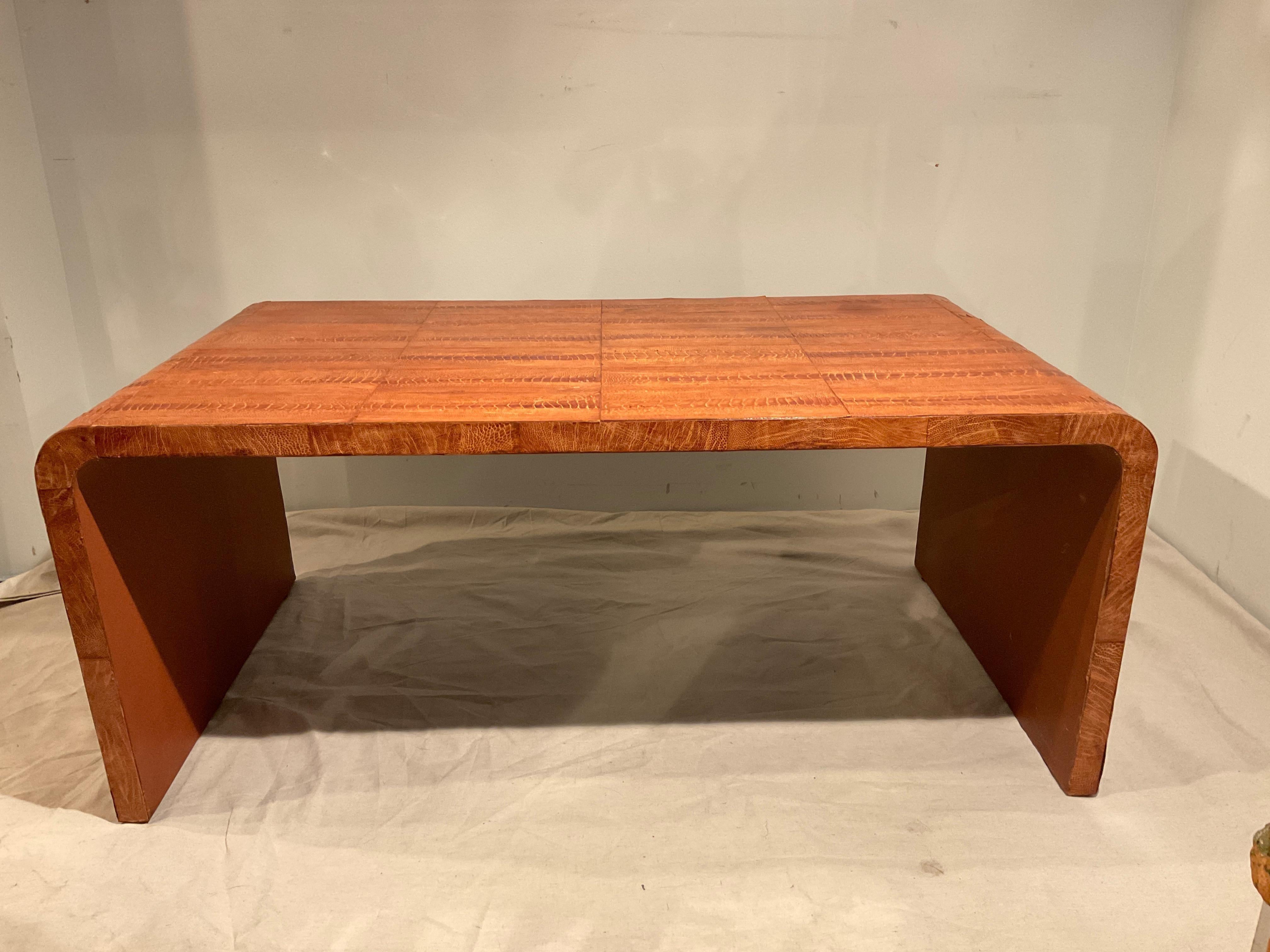 1980s Ostrich Skin Coffee Table For Sale 2